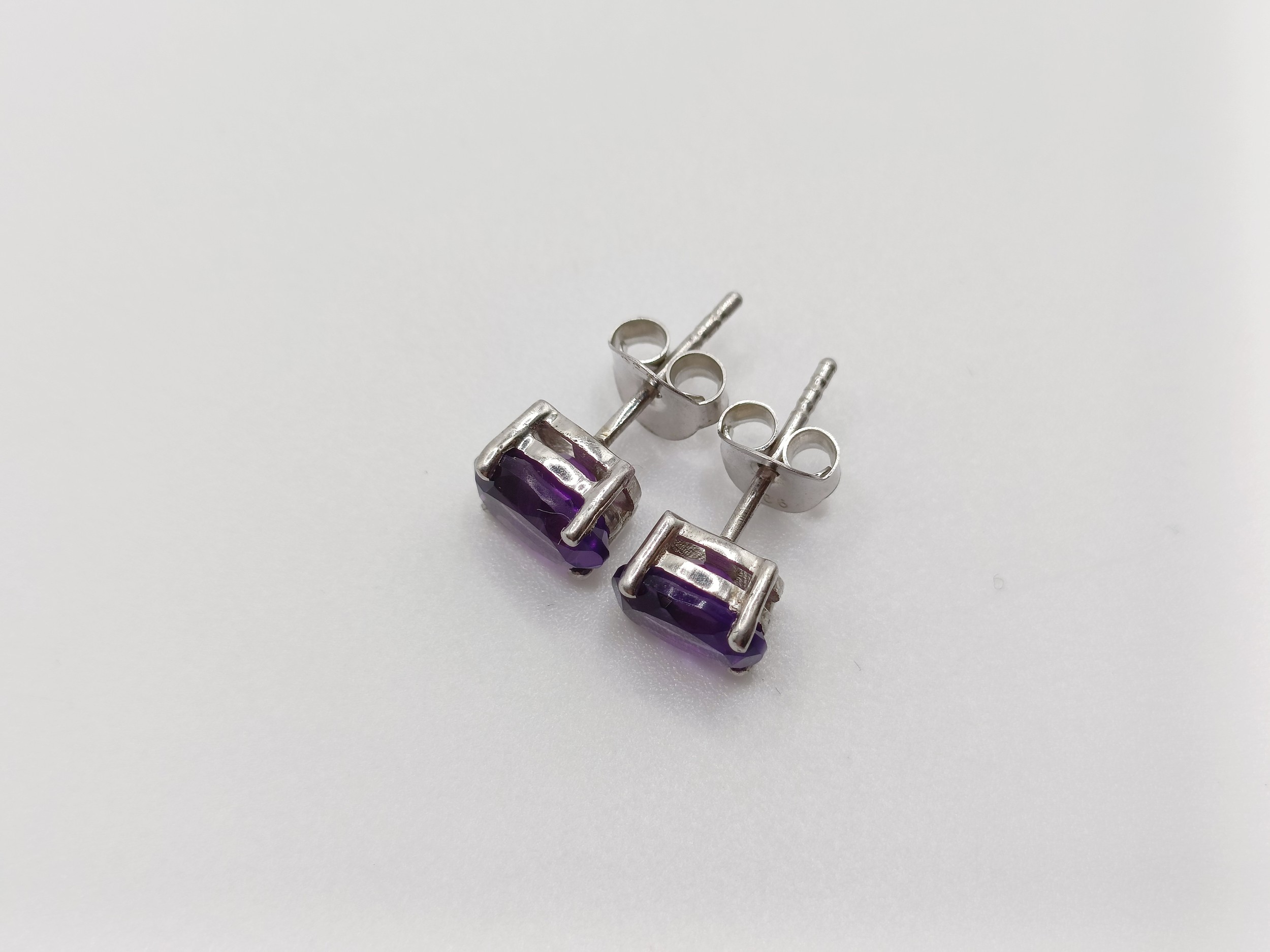 A pair of amethyst studs, in silver - Image 4 of 6