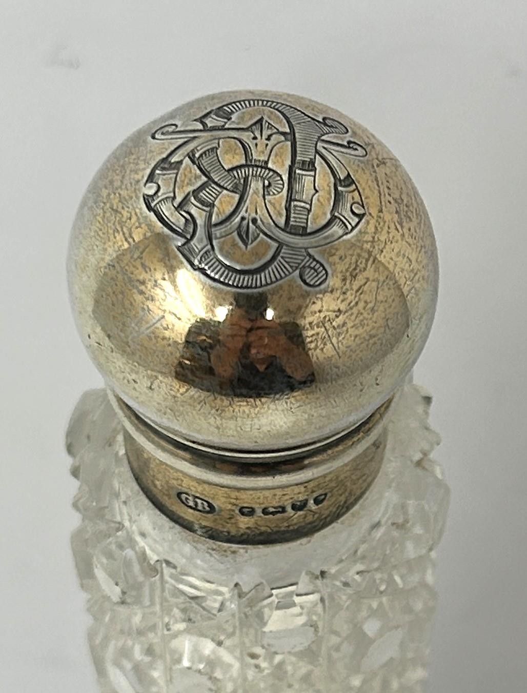 A Victorian cut glass scent bottle, with a silver mount, London 1881, 20 cm high - Image 2 of 5