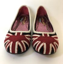 A pair of ladies Poetic Licence of London limited edition ladies Please Me shoes, decorated Union