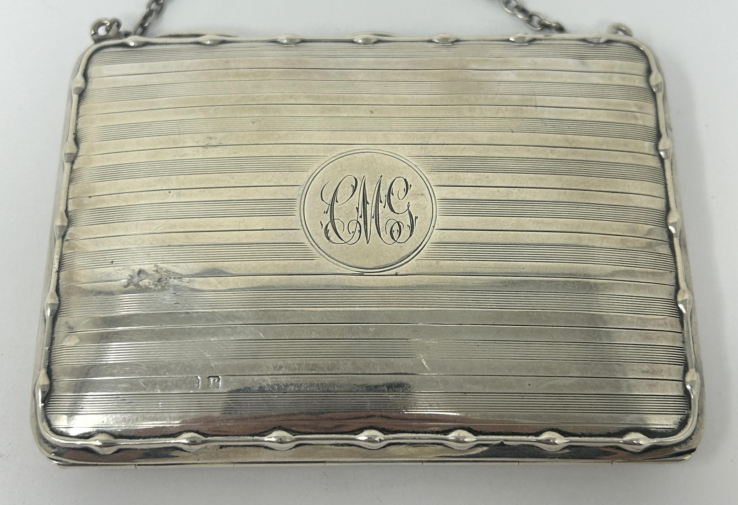 A George V silver purse, with a leather interior, Birmingham 1914, 4.2 ozt all in - Image 2 of 6