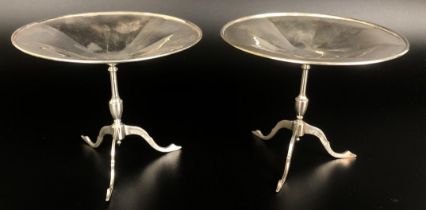 A pair of Edward VII silver stands, in the form of tripod tables, Sheffield 1909 (2) height 97mm