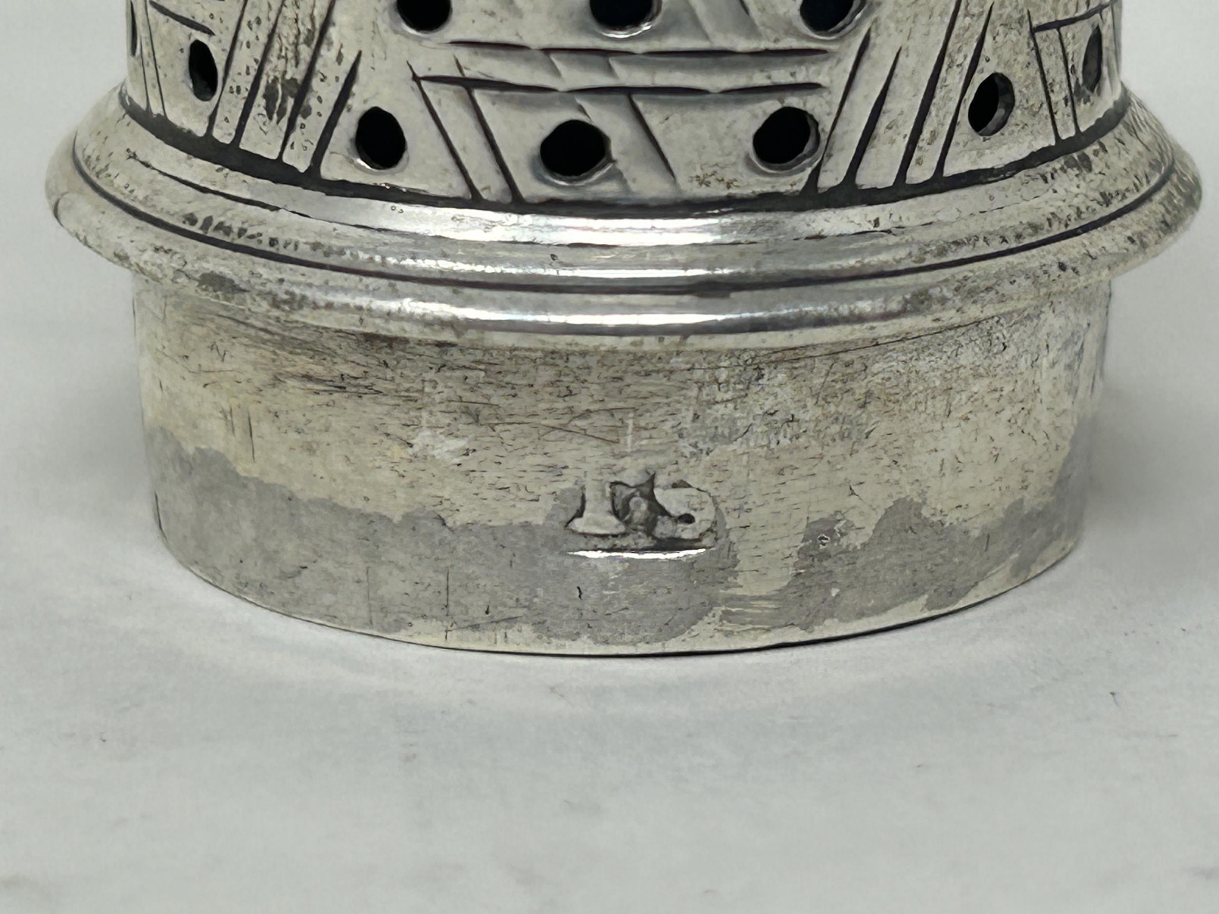 A George III silver sifter, marks rubbed, 2.2 ozt, 14 cm high - Image 5 of 7