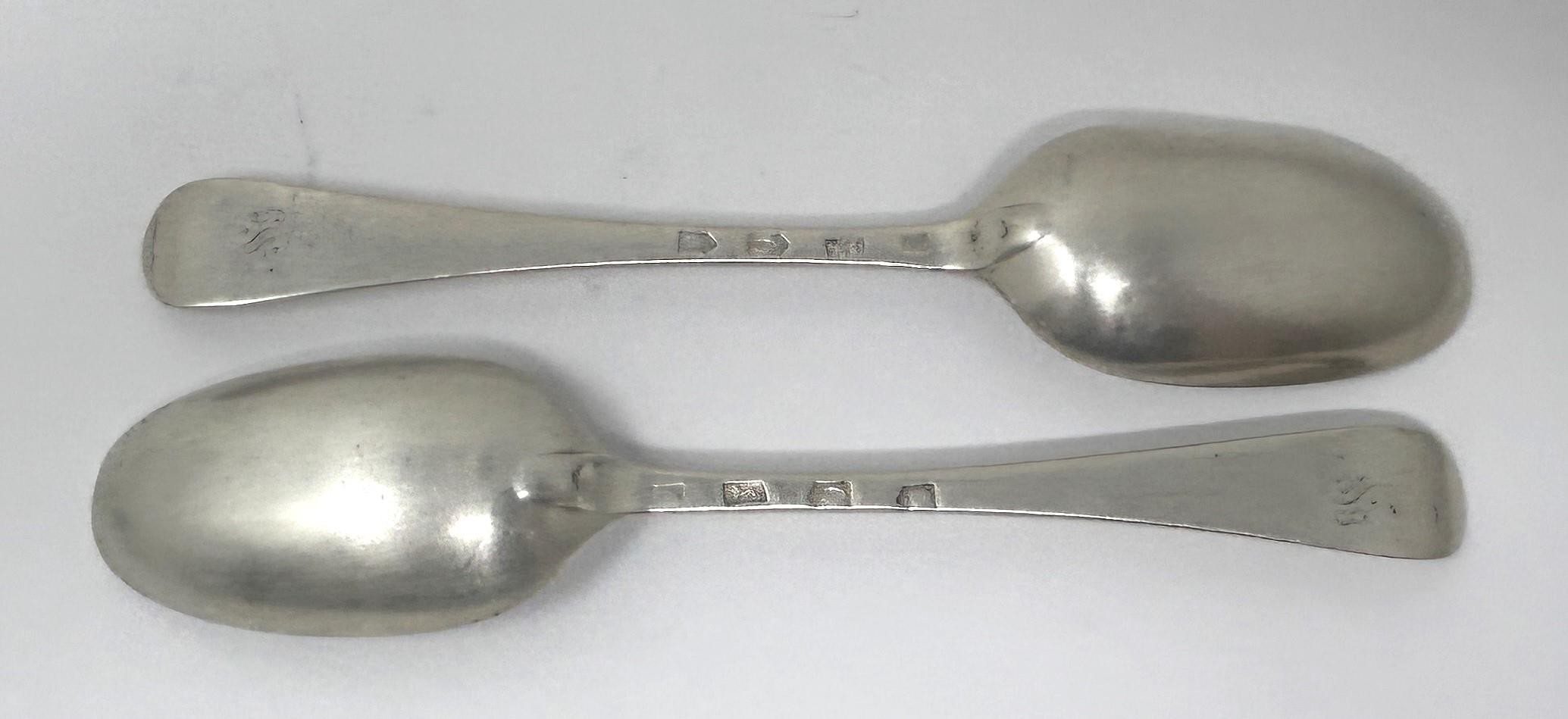 A pair of George II silver Old English pattern spoons, London 1731 - Image 2 of 4