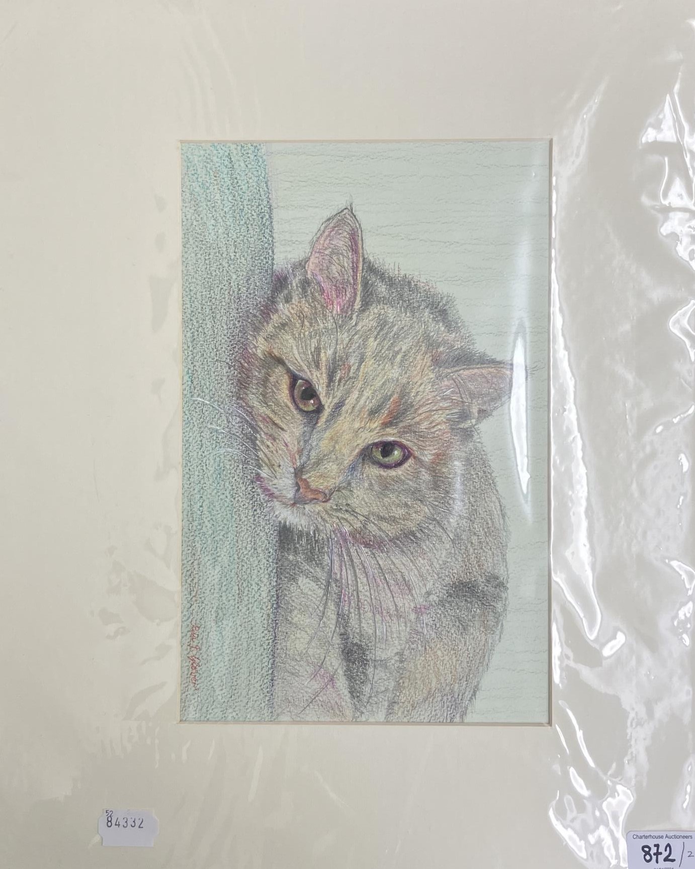 Rita Glover, a portrait of a cat, pastel, 19 x 30 cm, and another, unframed, Sabal, a woodland, - Image 2 of 10