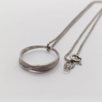 A silver ring and roan-style chain combination, ring size O