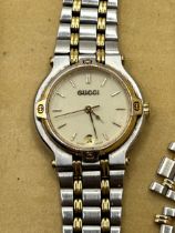 A ladies stainless steel Gucci wristwatch, cased