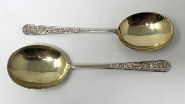 A pair of Edward VII silver spoons, with gilt bowls, Sheffield 1903