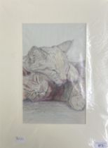 Rita Glover, a portrait of a cat, pastel, 19 x 30 cm, and another, unframed, Sabal, a woodland,