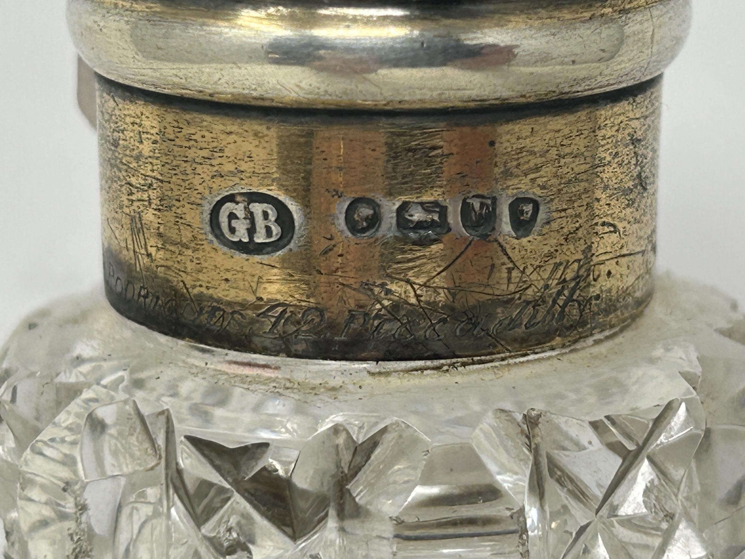 A Victorian cut glass scent bottle, with a silver mount, London 1881, 20 cm high - Image 3 of 5
