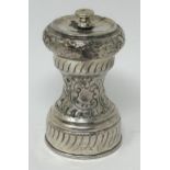 A silver mounted pepper grinder, marks rubbed
