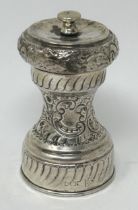 A silver mounted pepper grinder, marks rubbed