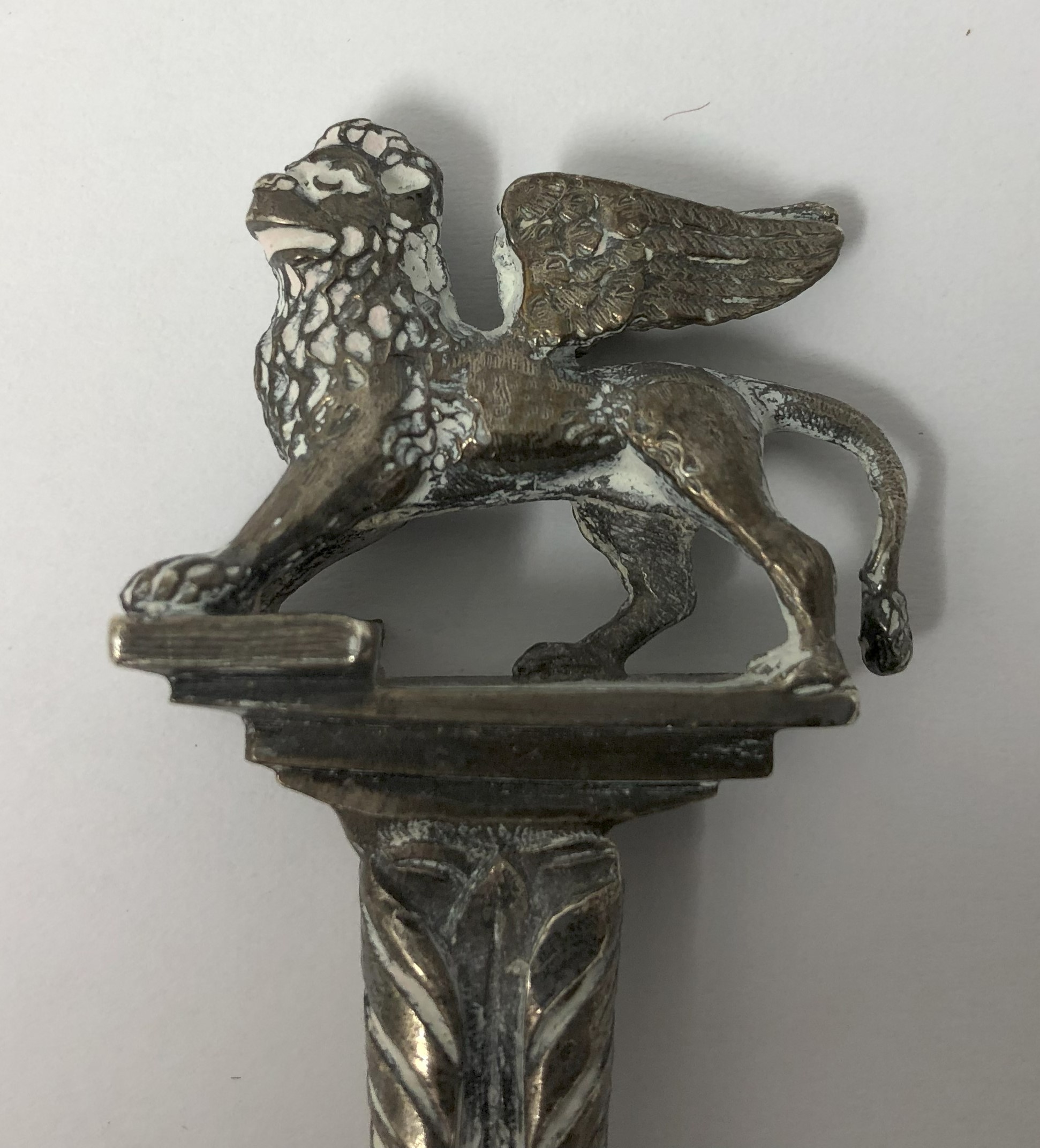 A Continental silver and enamel presentation spoon, with a Florentine style scene and a griffin - Image 3 of 3