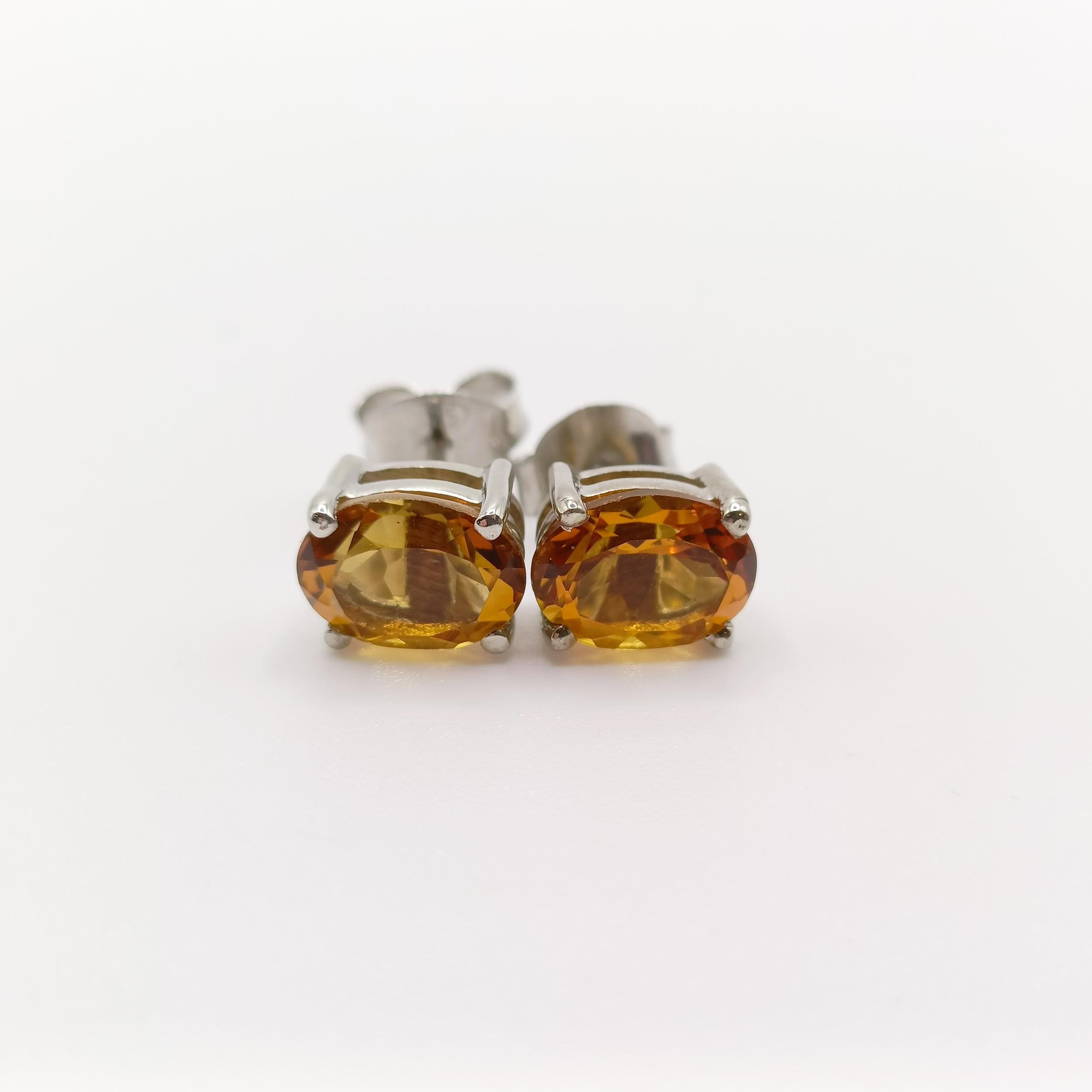 A pair of citrine studs, in silver - Image 2 of 3