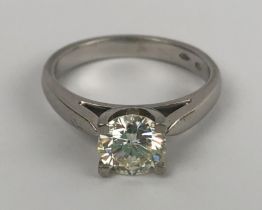 A platinum and diamond solitaire ring, 1.2ct approx., ring size N Diameter of diamond approx. 6.6mm