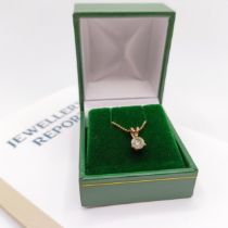 A certificated 18ct rose gold and solitaire diamond pendant, on a rose gold coated silver chain,