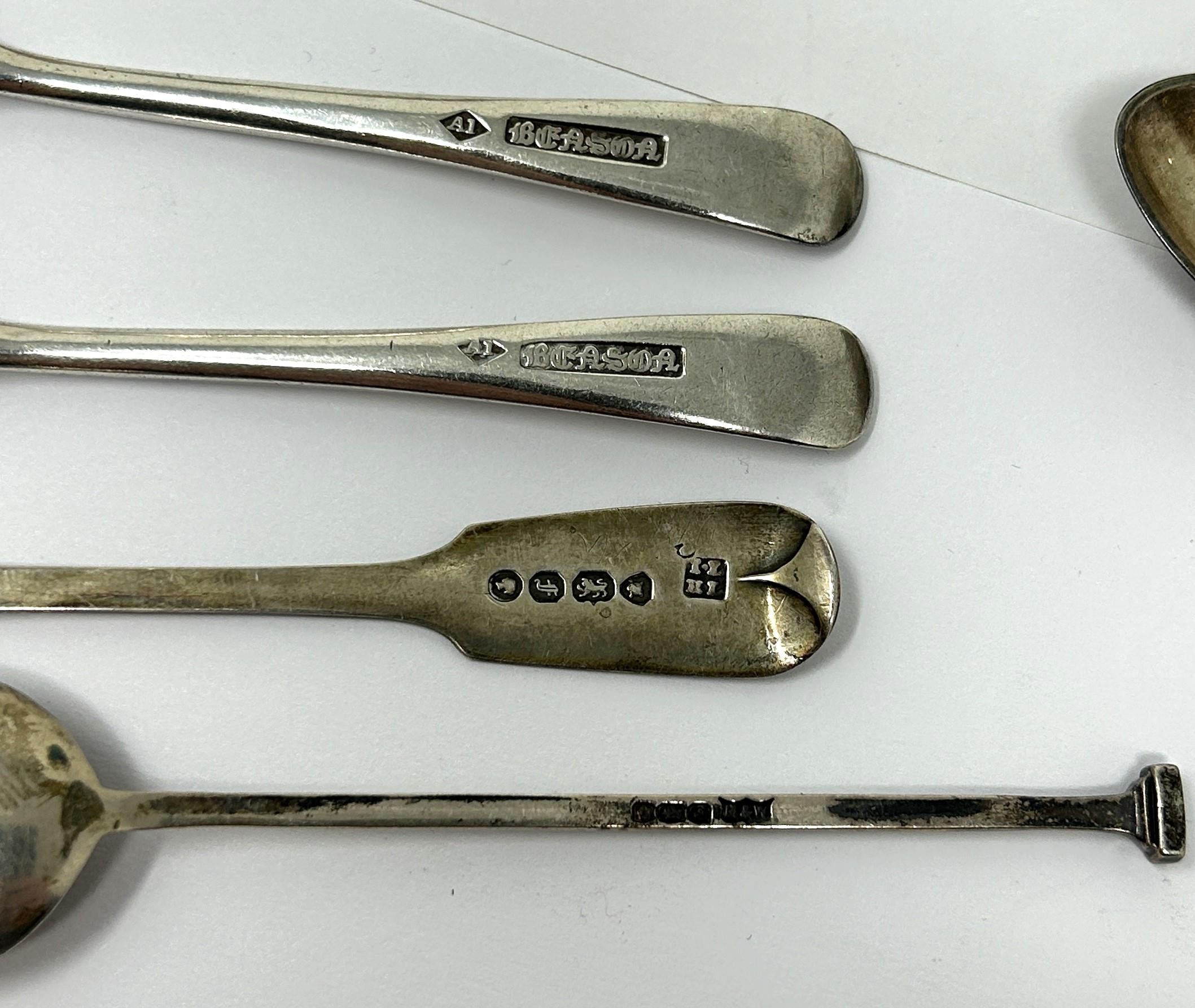 A George III fiddle pattern mustard spoon, assorted other teaspoons, 2 ozt, and three sets of six - Image 2 of 3
