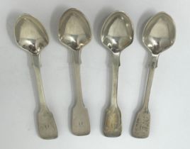 A set of four Victorian silver fiddle pattern teaspoons, 1855, 2.4 ozt (4)