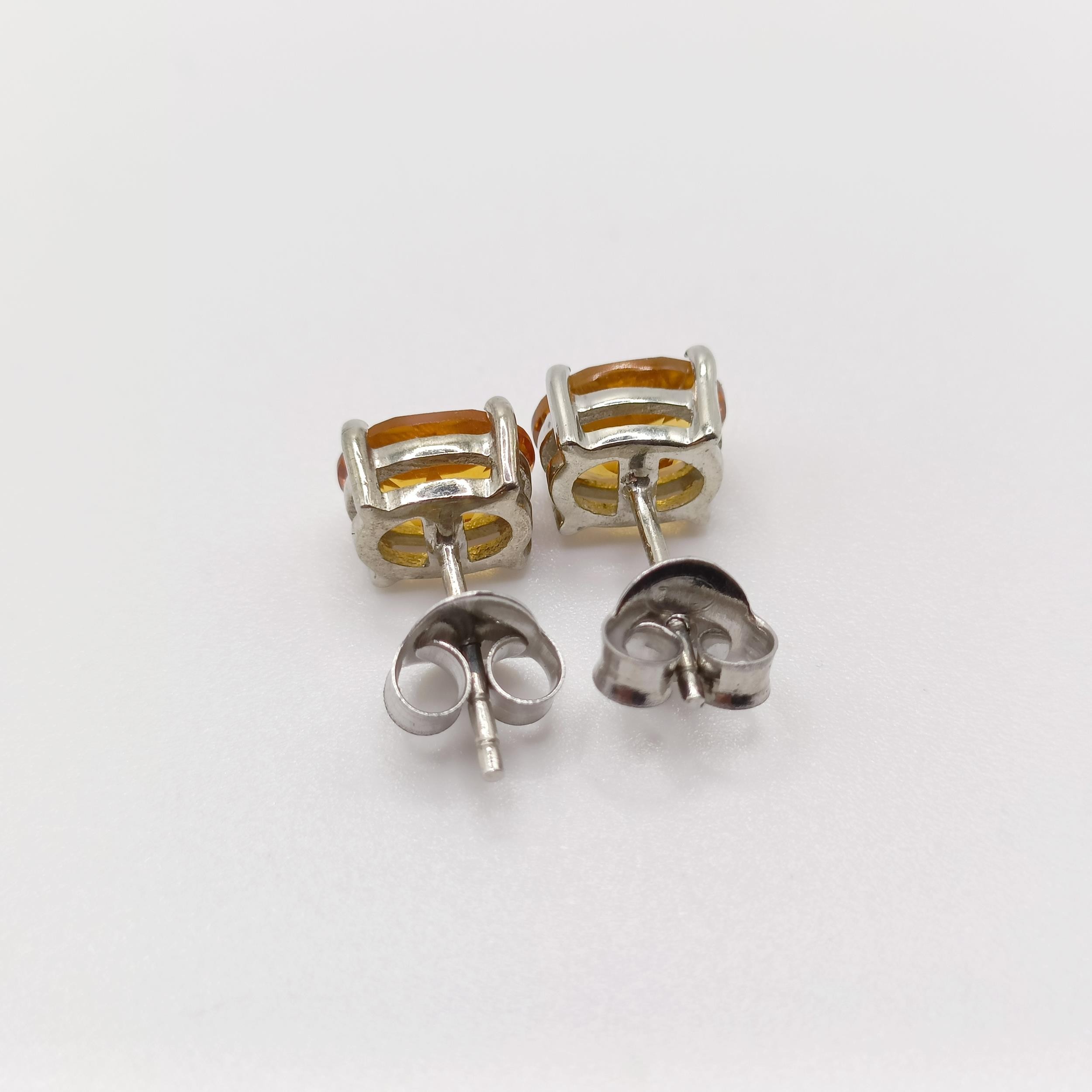 A pair of citrine studs, in silver - Image 3 of 3