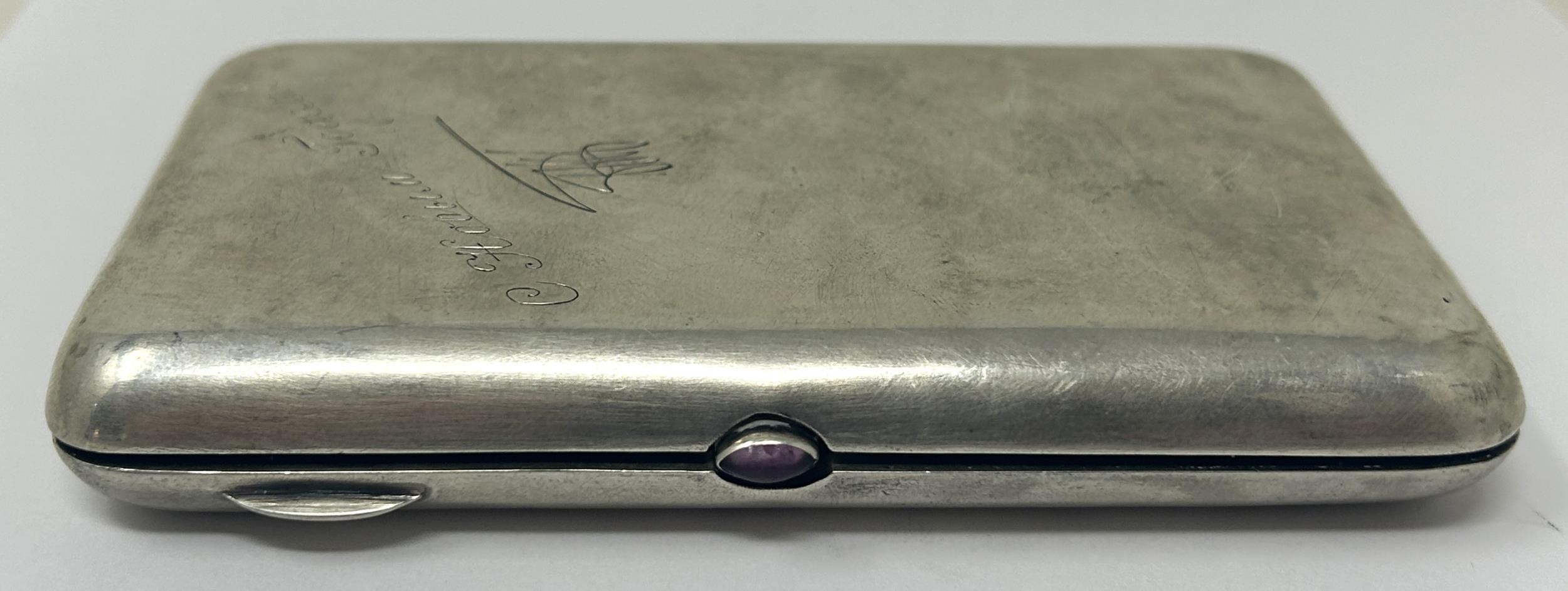 A Continental silver coloured metal cigar case All in 6.1 ozt - Image 3 of 5