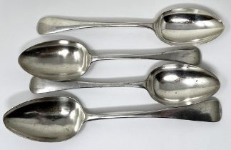 A George III silver Old English pattern serving spoon, London 1809, another, Sheffield 1911, and two