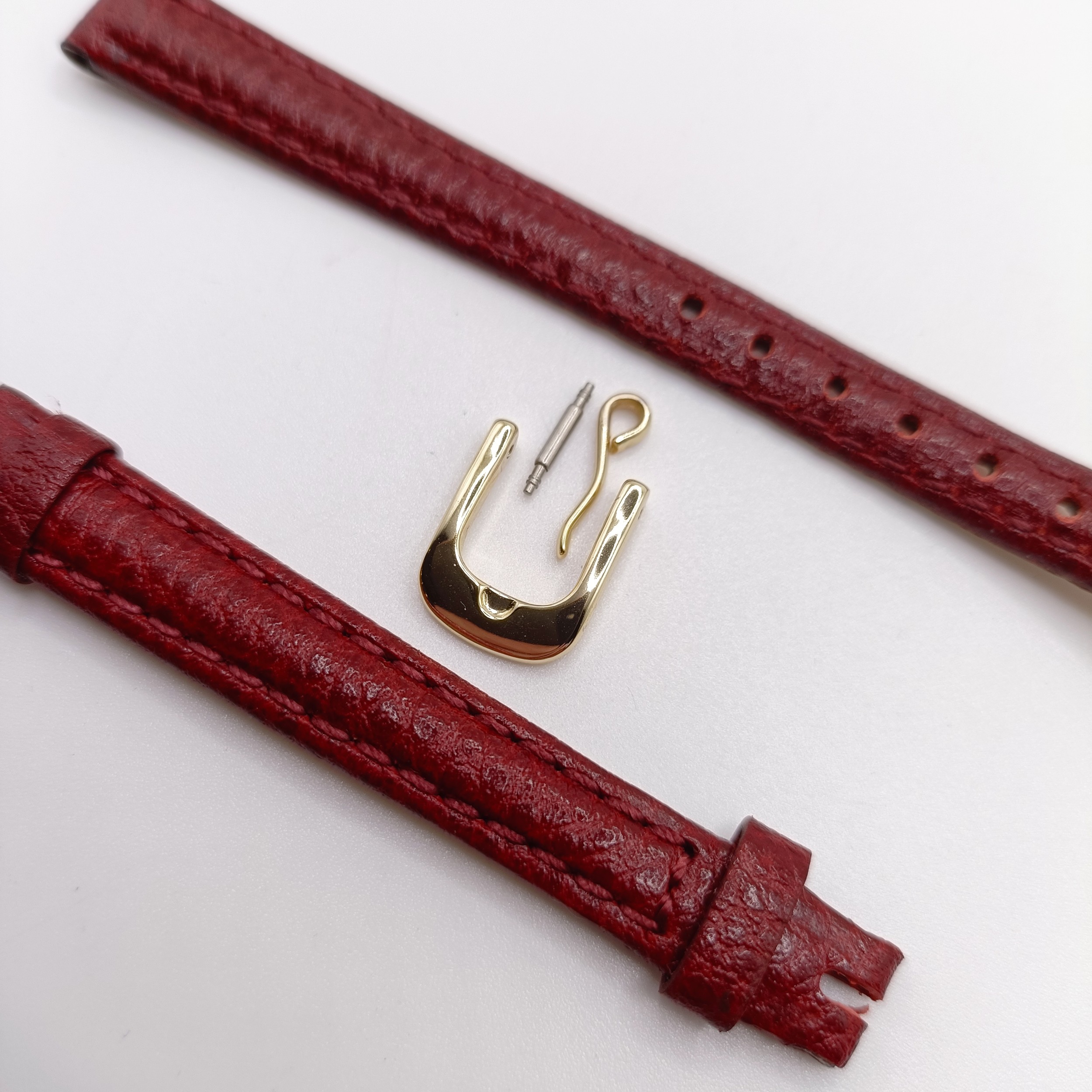 A brown/red leather watch strap, with a fastener, lug width 10mm - Image 4 of 5
