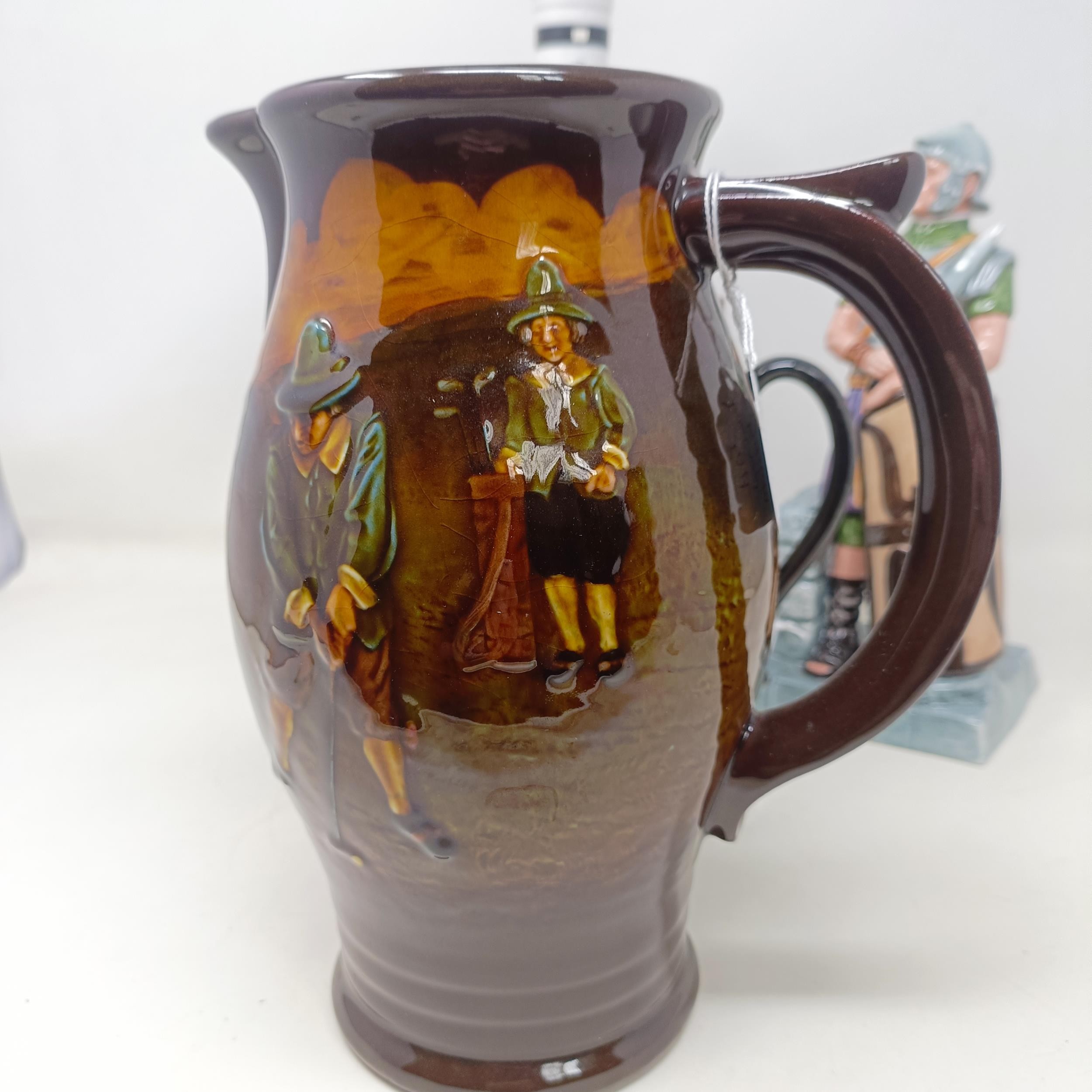 A Royal Doulton jug, decorated golfers, 23 cm high, a Doulton Lambeth jug, decorated flowers, with a - Image 2 of 16