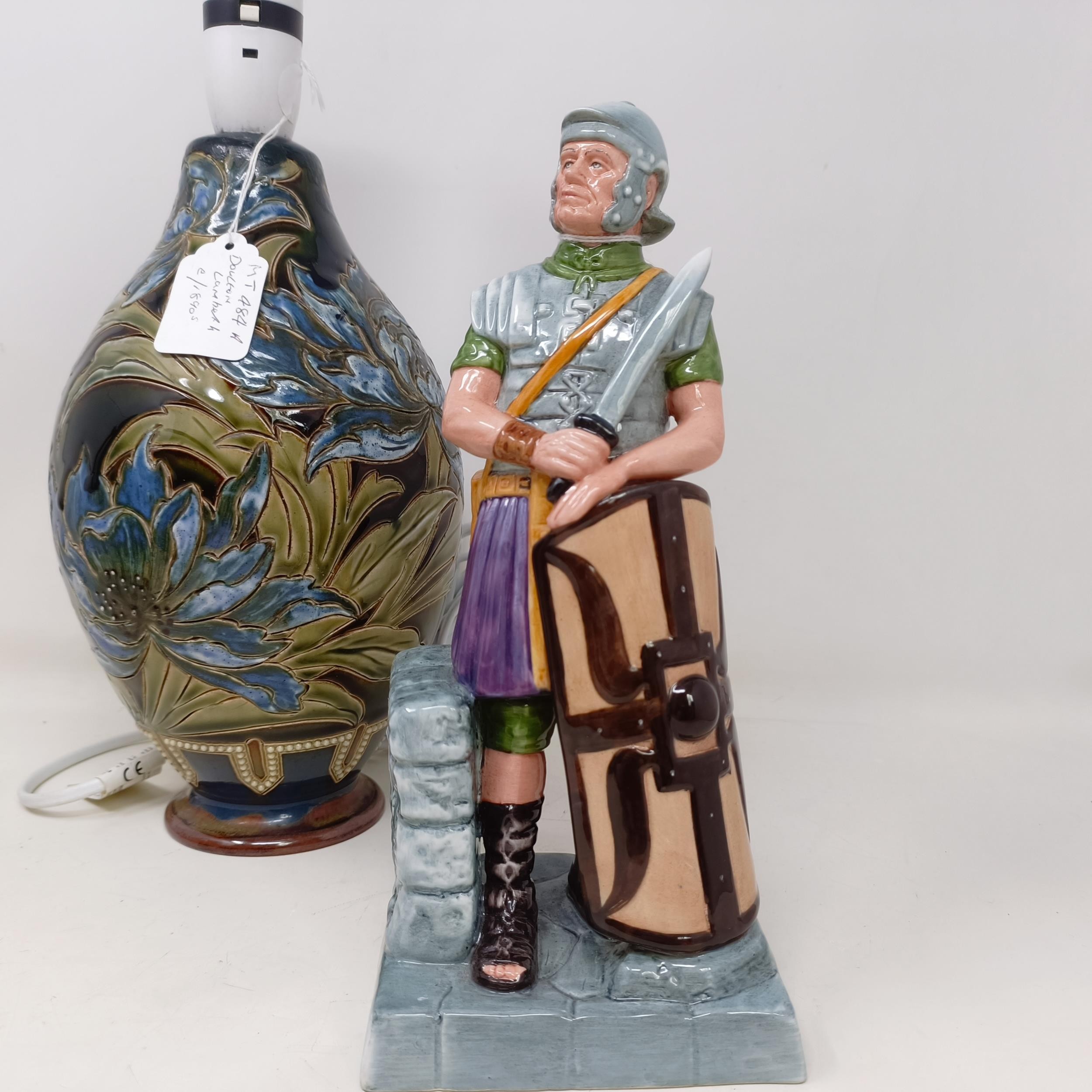 A Royal Doulton jug, decorated golfers, 23 cm high, a Doulton Lambeth jug, decorated flowers, with a - Image 11 of 16