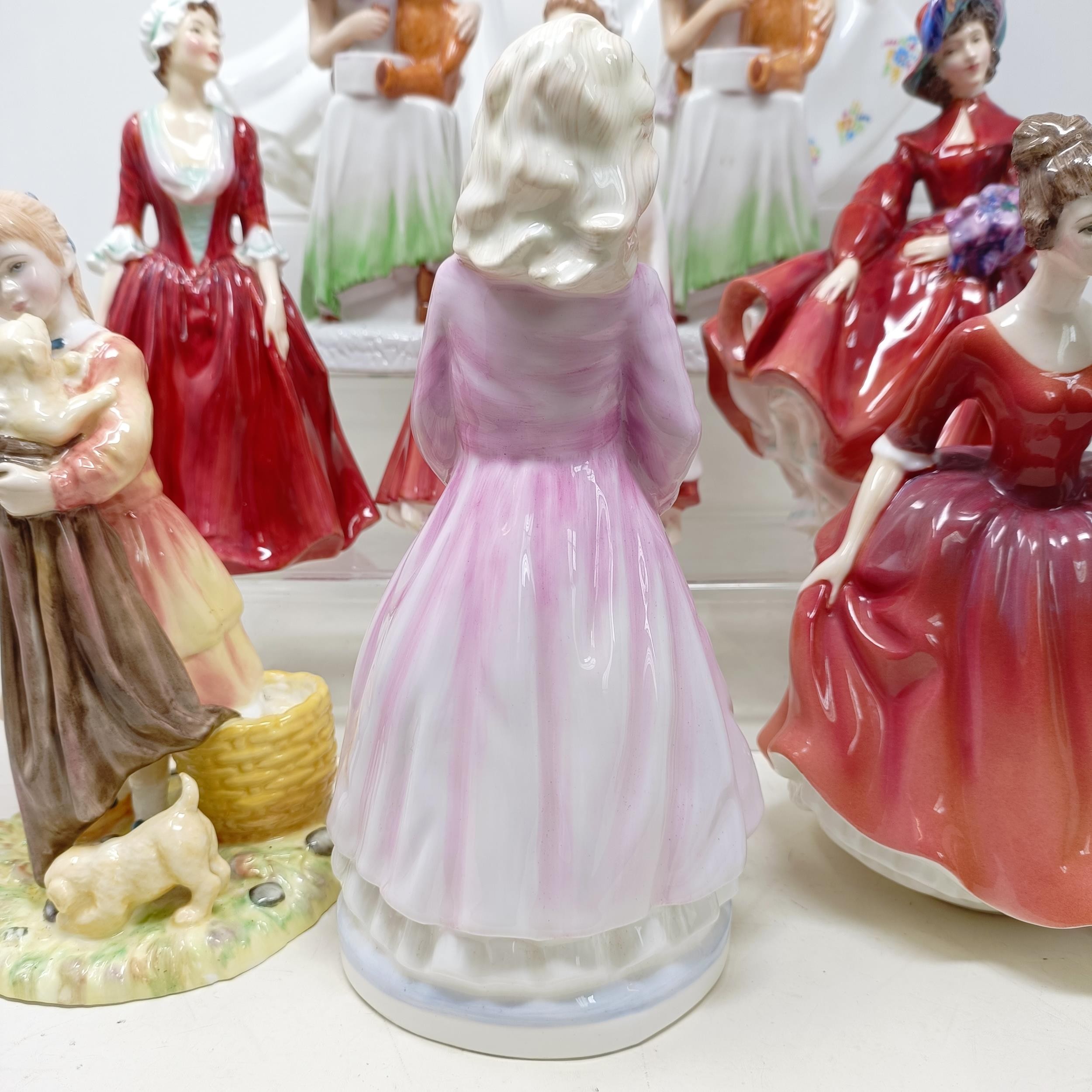 A Royal Doulton figure, Gwynneth Lilac Time HN2137, Faith HN3082, Winter Welcome HN3611, And One For - Image 3 of 30