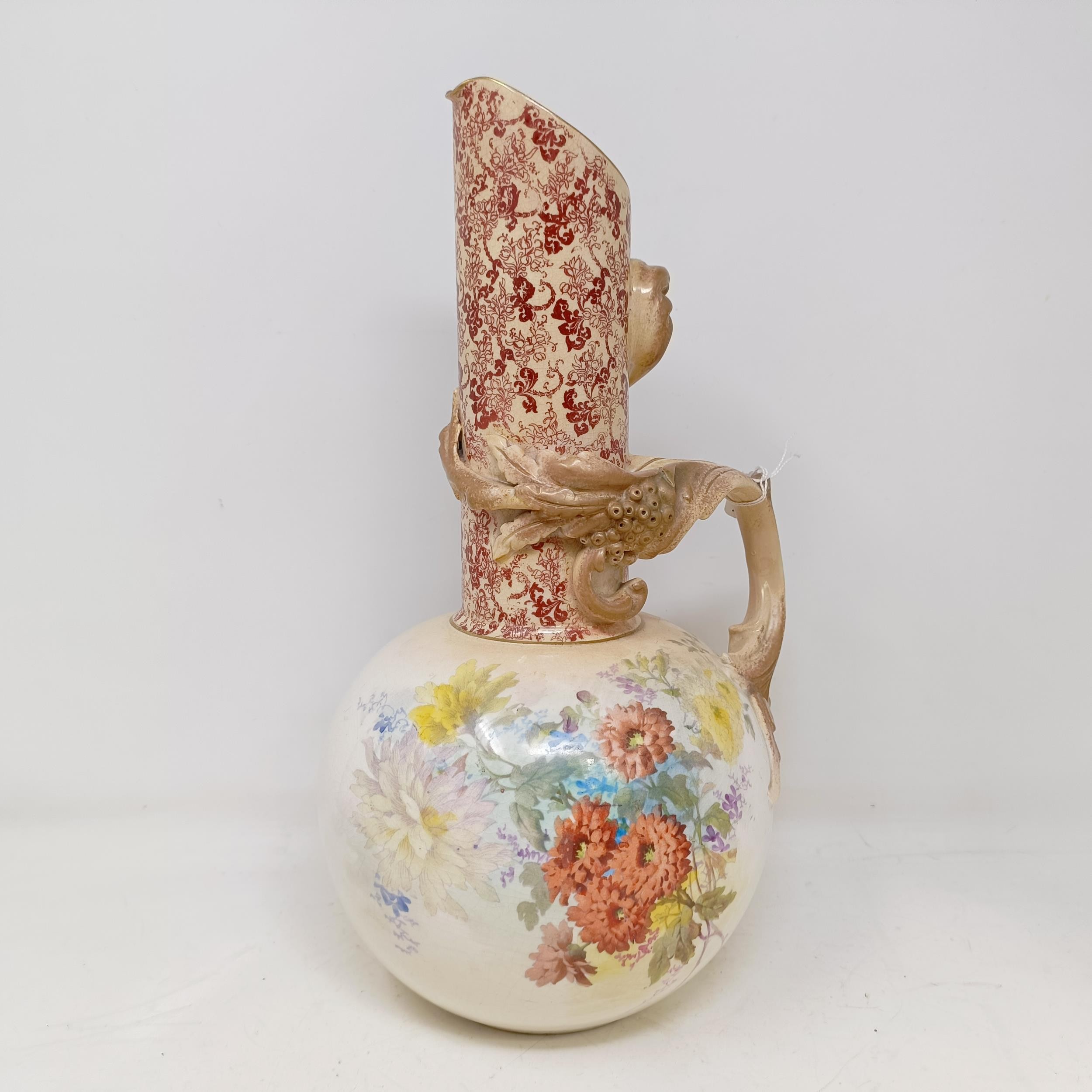 A Doulton Burslem ewer, decorated flowers, 34 cm high, a vase, 28 cm high, a twin handled vase, 18 - Image 18 of 22