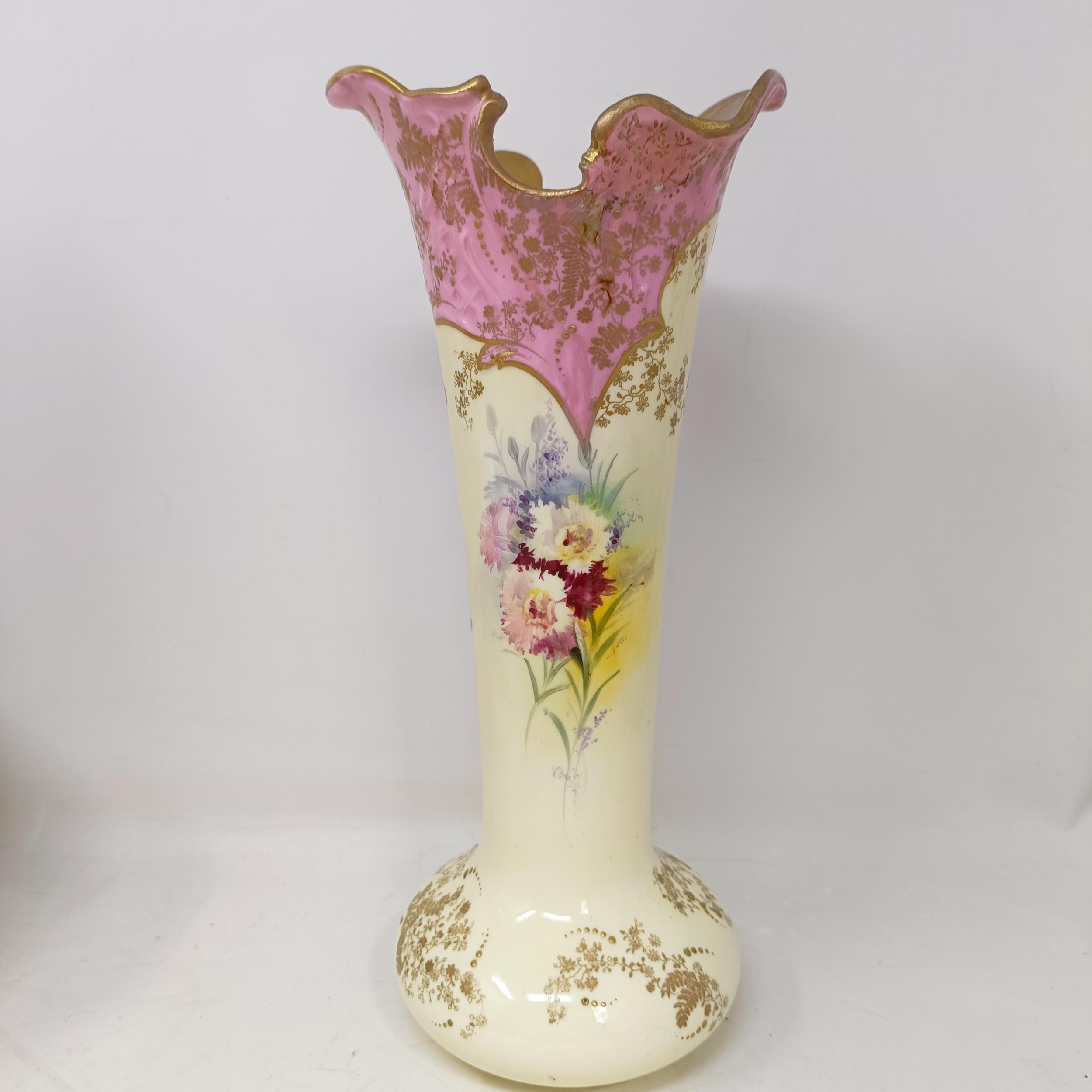 A Doulton Burslem ewer, decorated flowers, 34 cm high, a vase, 28 cm high, a twin handled vase, 18 - Image 14 of 22