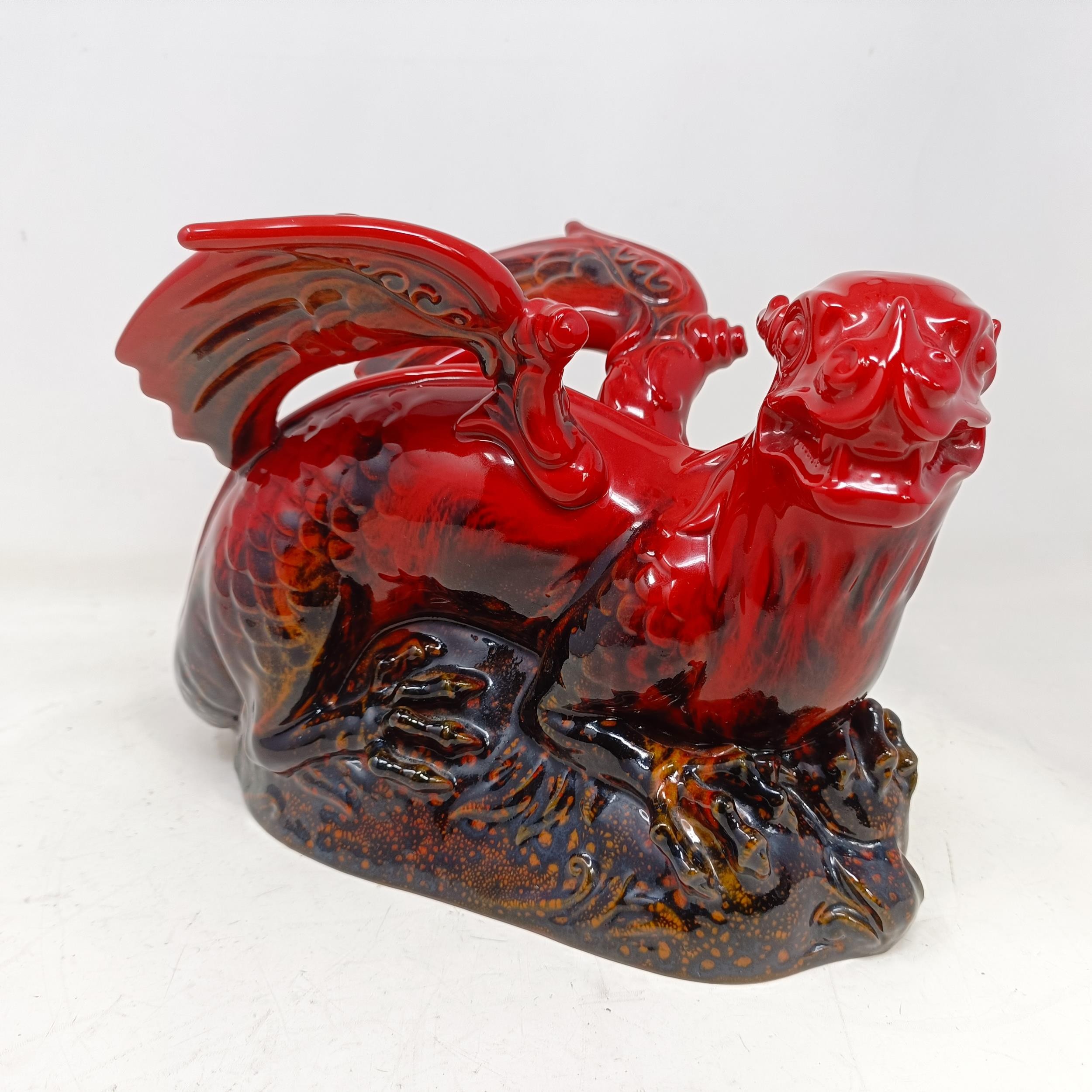 A Royal Doulton Flambé dragon, 30 cm wide looks and feels good - Image 9 of 9