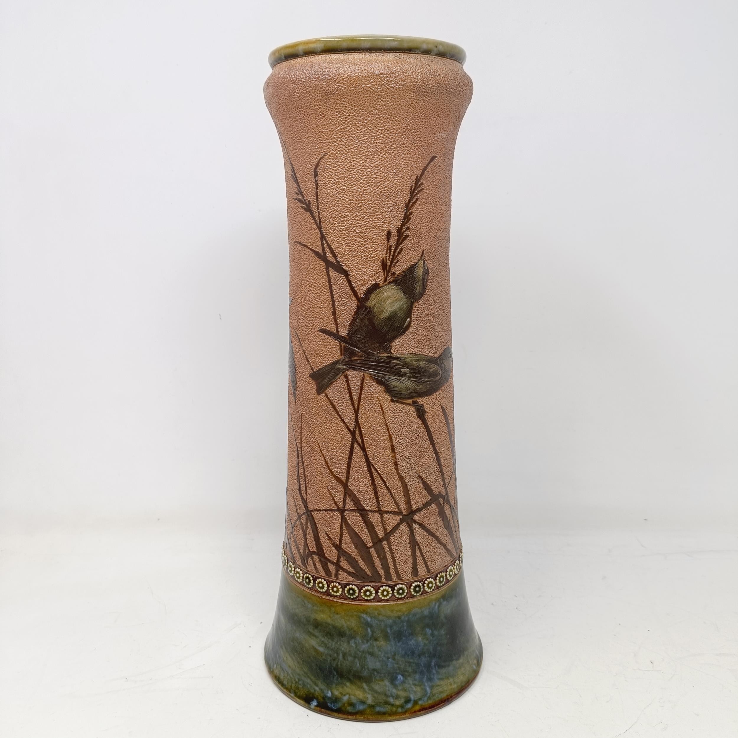 A Royal Doulton vase, by Florence Barlow, decorated birds, 33 cm high No chips, cracks or