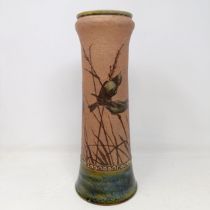 A Royal Doulton vase, by Florence Barlow, decorated birds, 33 cm high No chips, cracks or
