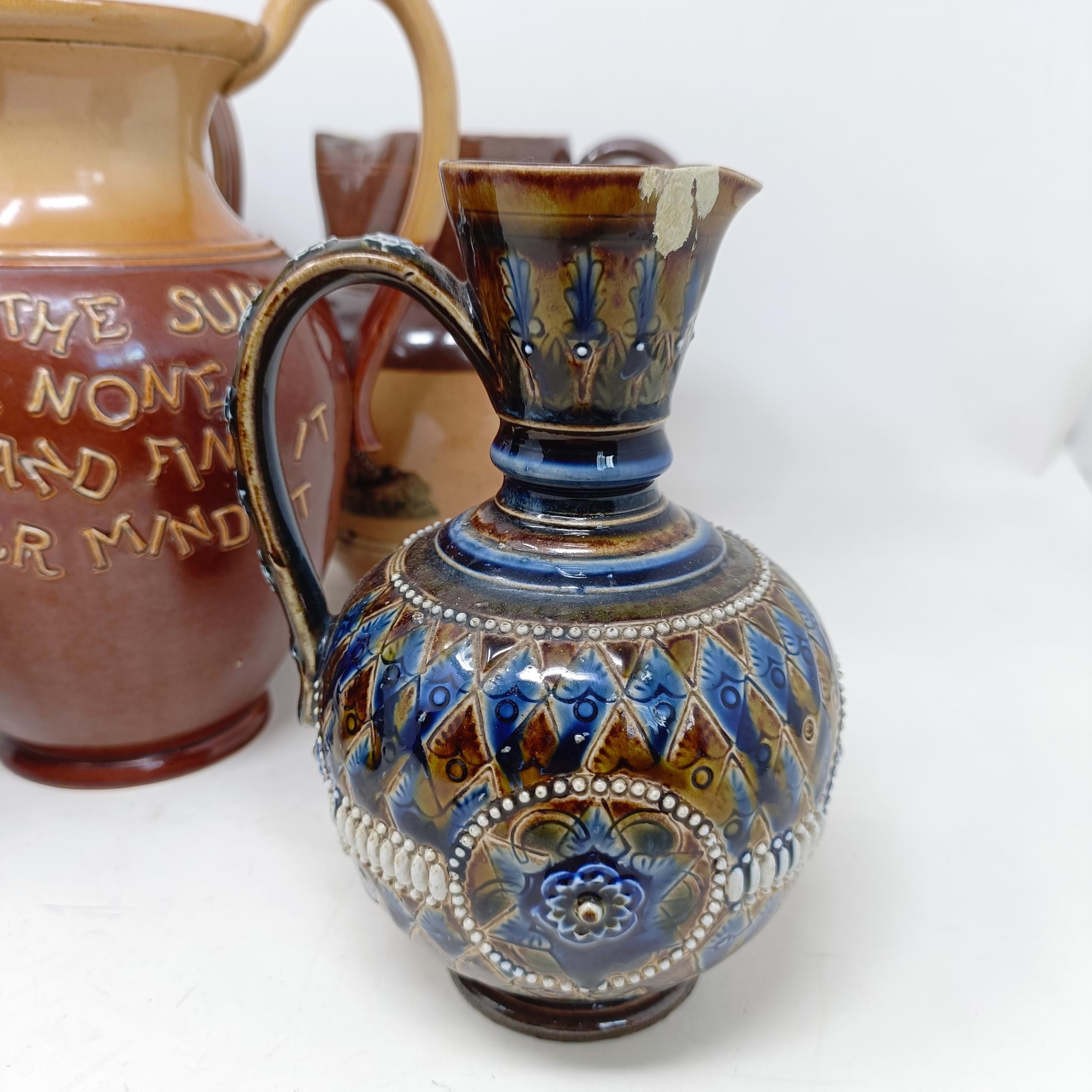 A Doulton Lambeth jug, with a motto, 'For Every Ill Beneath The Sun There Is A Remedy Or None...' 18 - Image 3 of 27