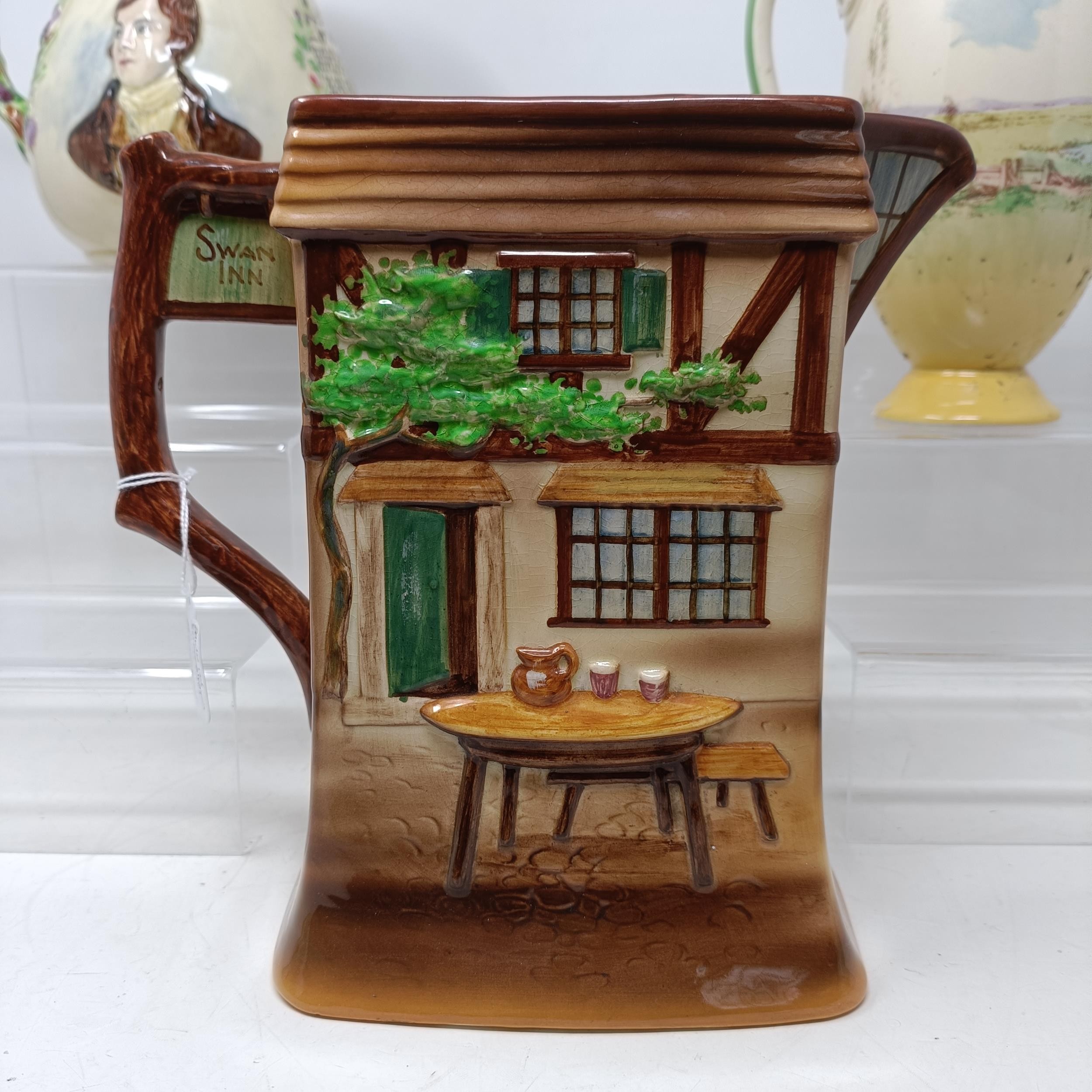 A Royal Doulton Dickens Ware musical jug, The Gaffers Story, 20 cm high, a coffee pot, decorated - Image 13 of 28