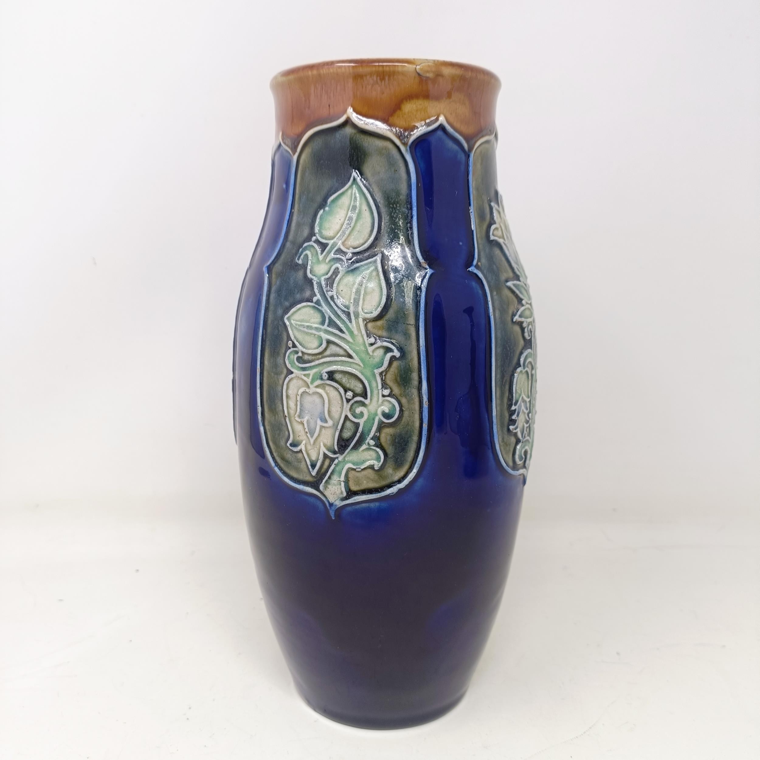 A Royal Doulton vase, by Annie Neal and Eliza Stock, decorated flowers, 25 cm high Notable - Image 2 of 5