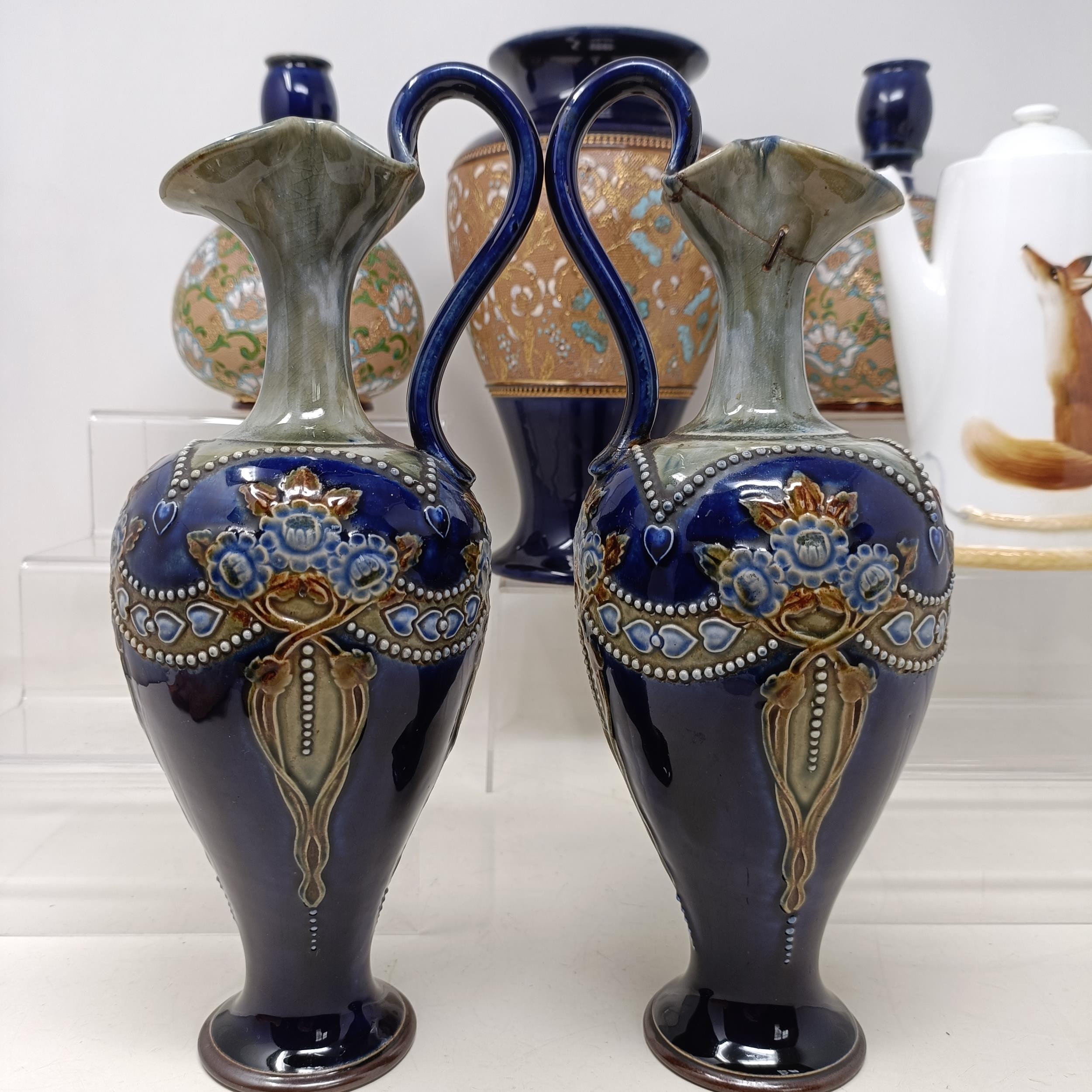 A pair of Royal Doulton ewers, 29 cm high, a Royal Doulton vase, 24 cm high, a pair of Royal Doulton - Image 25 of 44