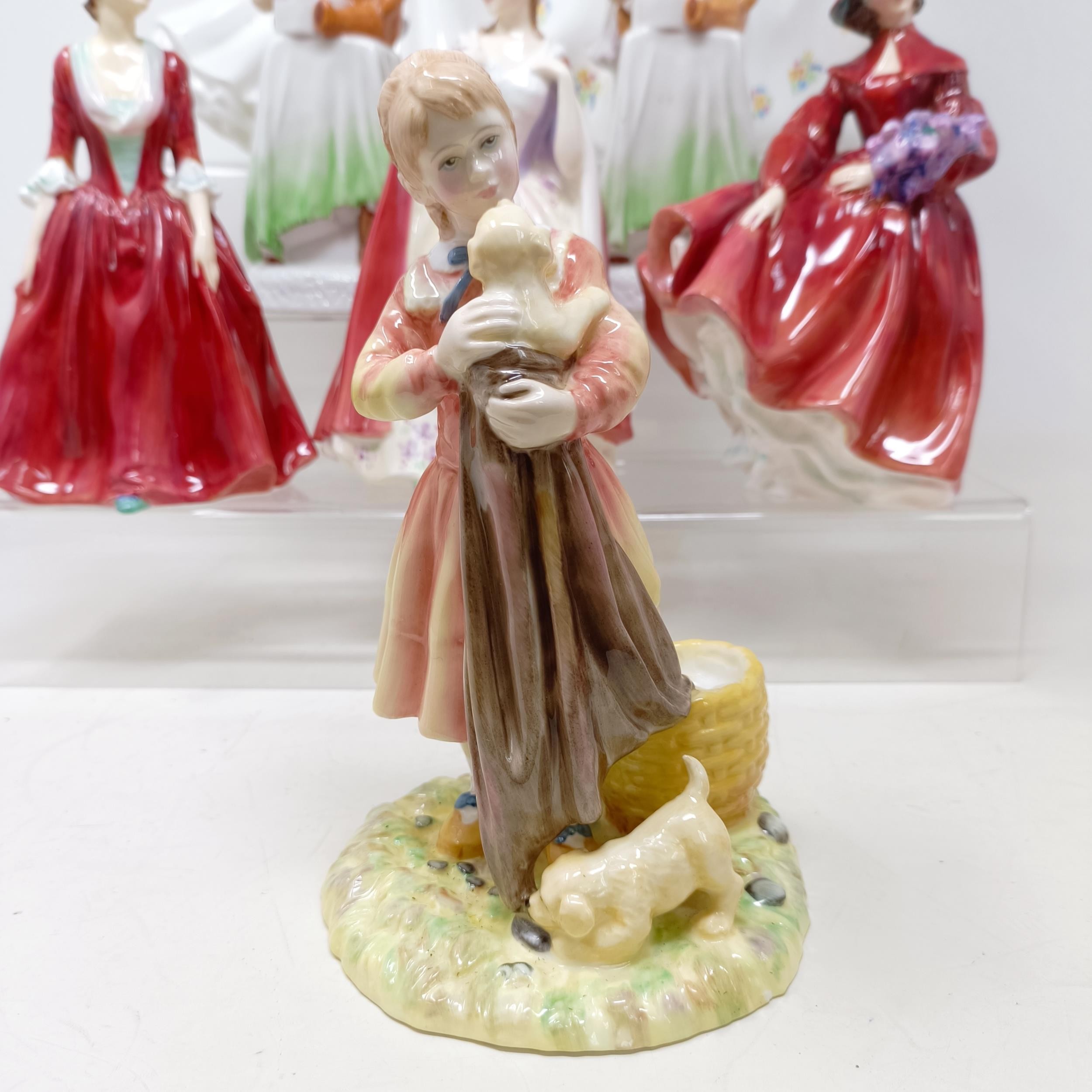 A Royal Doulton figure, Gwynneth Lilac Time HN2137, Faith HN3082, Winter Welcome HN3611, And One For - Image 8 of 30