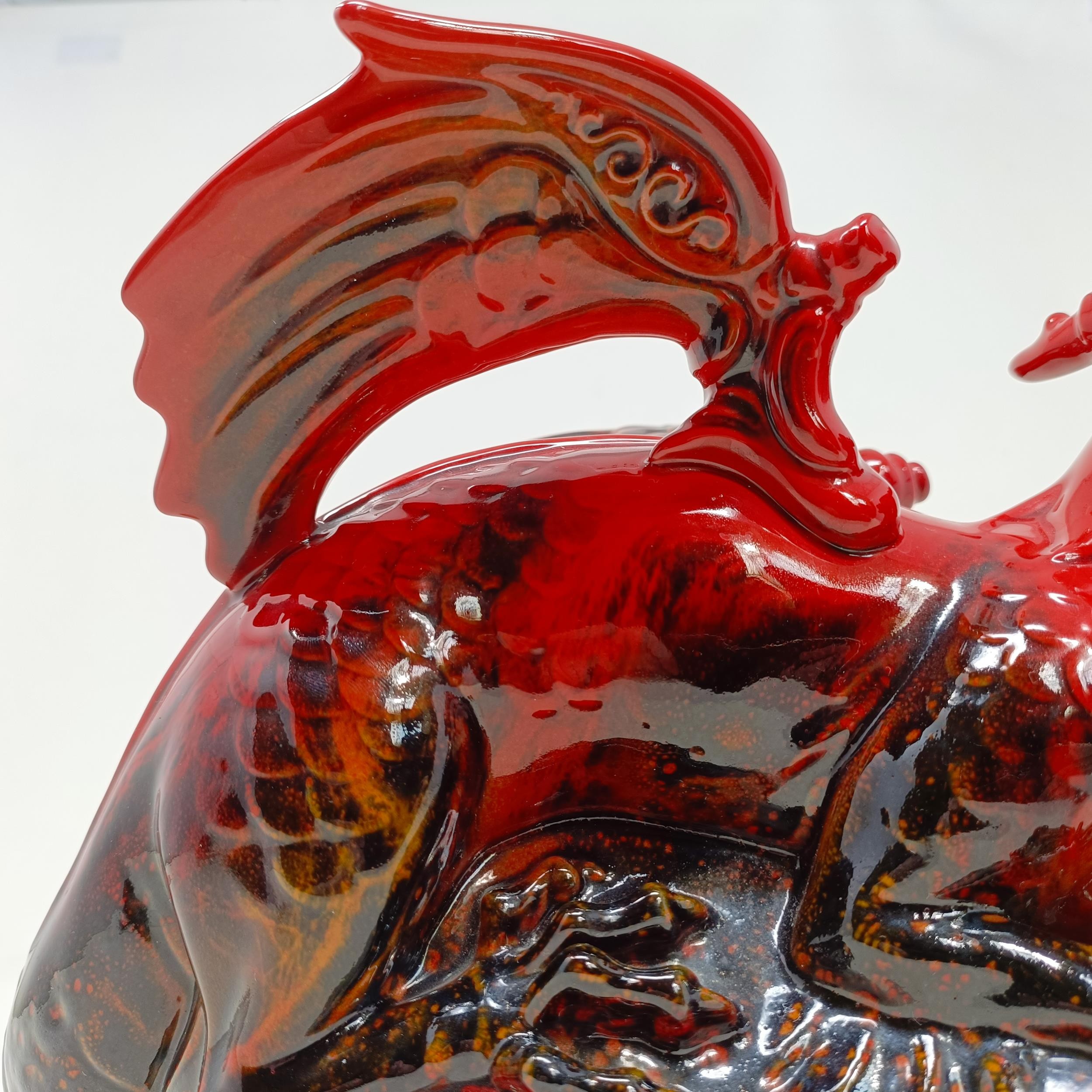 A Royal Doulton Flambé dragon, 30 cm wide looks and feels good - Image 8 of 9