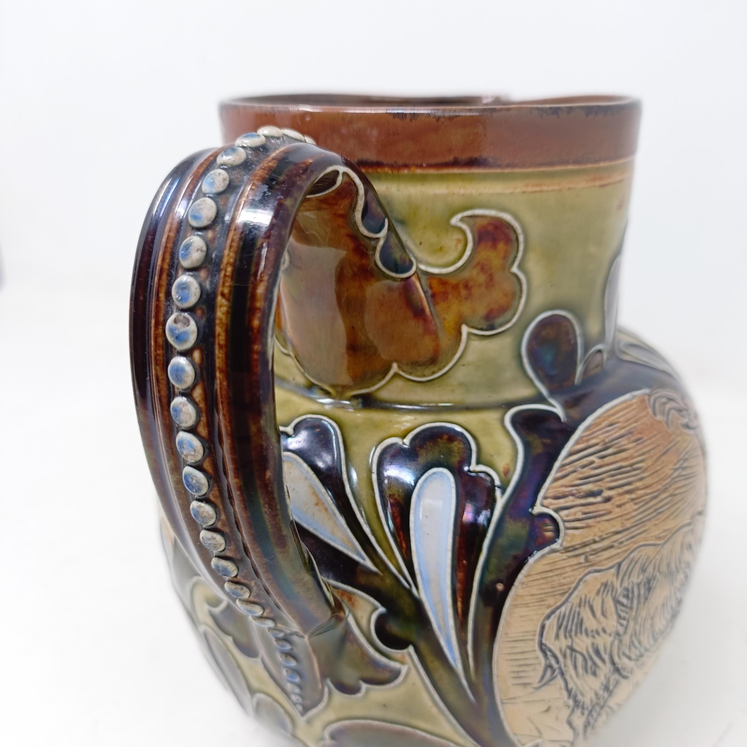 A Doulton Lambeth jug, by Hannah Barlow, decorated goats, 17 cm high No chips, cracks or restoration - Image 5 of 7