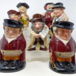 A Royal Doulton Toby jug, Toby XX, The Squire, Sir John Falstaff, Sir Winston Churchill, The