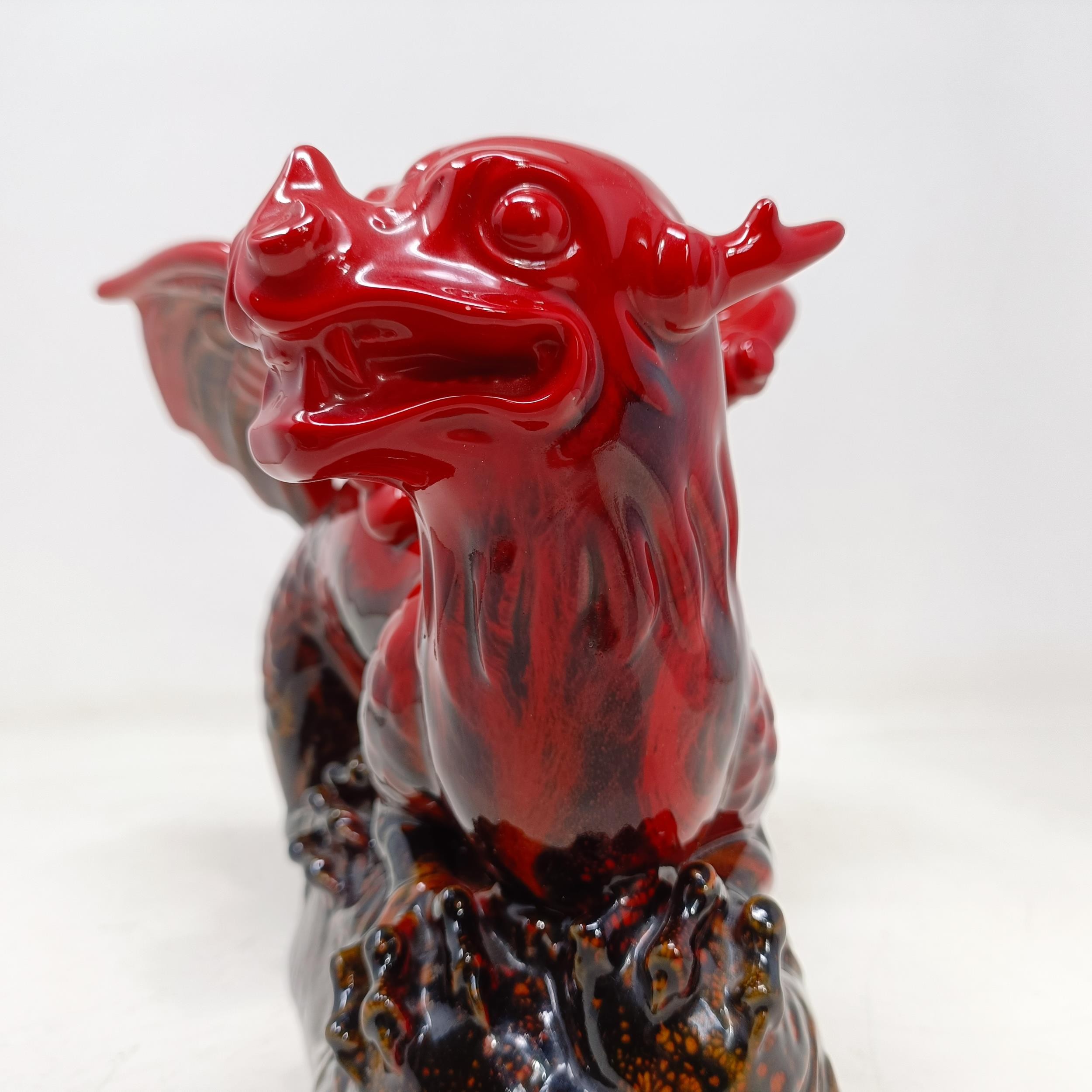A Royal Doulton Flambé dragon, 30 cm wide looks and feels good - Image 7 of 9