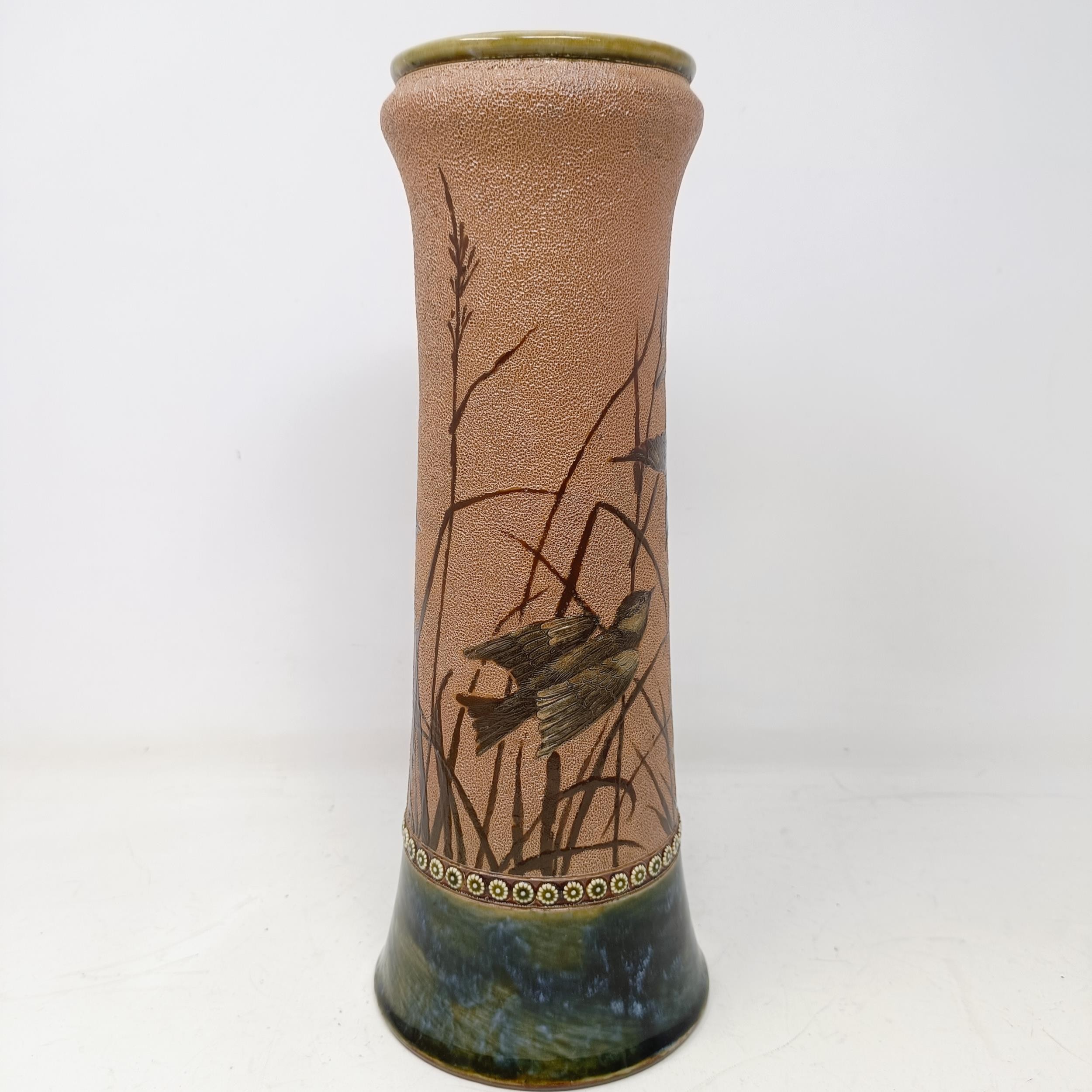 A Royal Doulton vase, by Florence Barlow, decorated birds, 33 cm high No chips, cracks or - Image 2 of 6