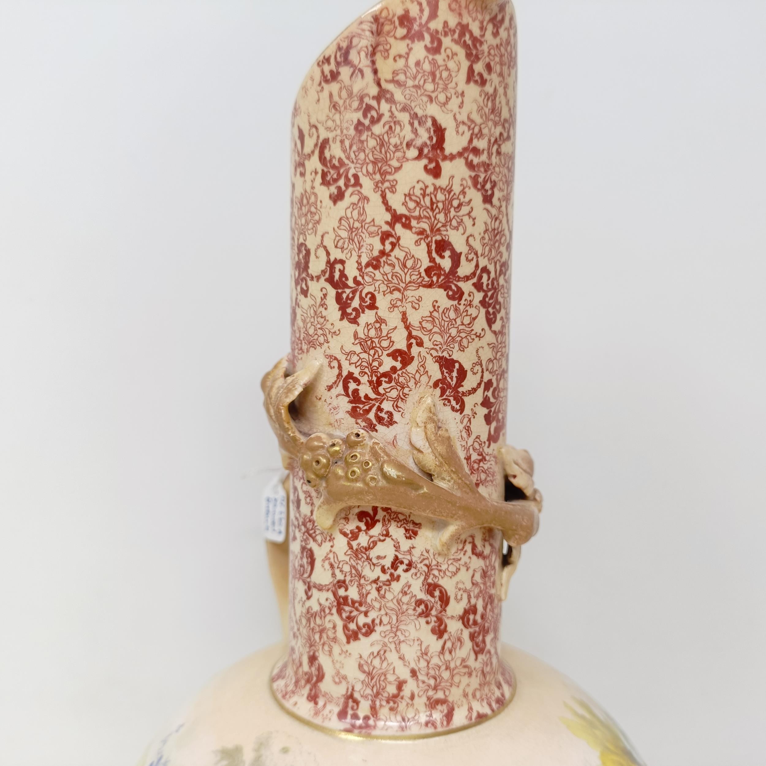 A Doulton Burslem ewer, decorated flowers, 34 cm high, a vase, 28 cm high, a twin handled vase, 18 - Image 20 of 22