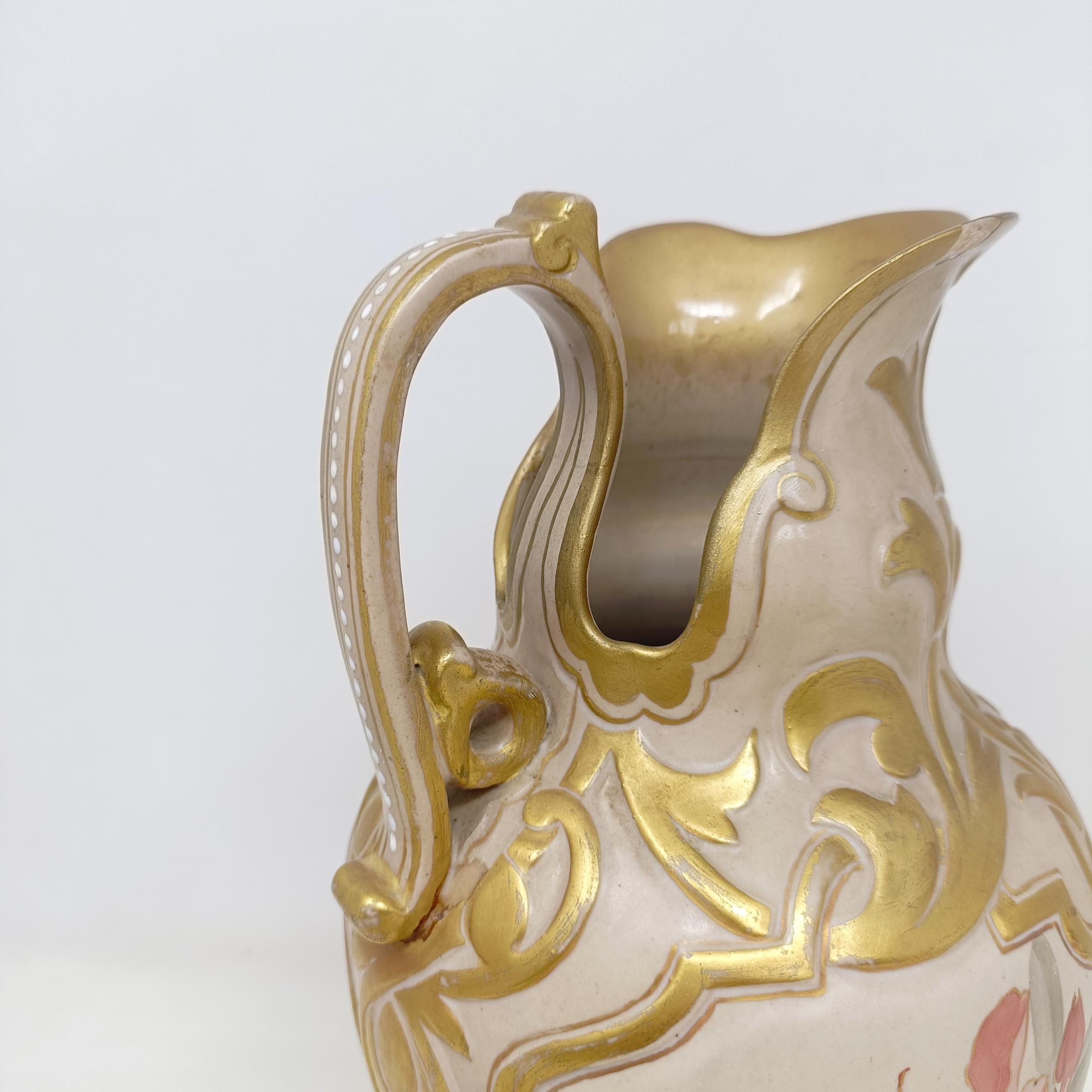 A Doulton Lambeth ewer, by Frank A Butler, decorated with flowers, highlighted in gilt, 30 cm high - Image 4 of 7