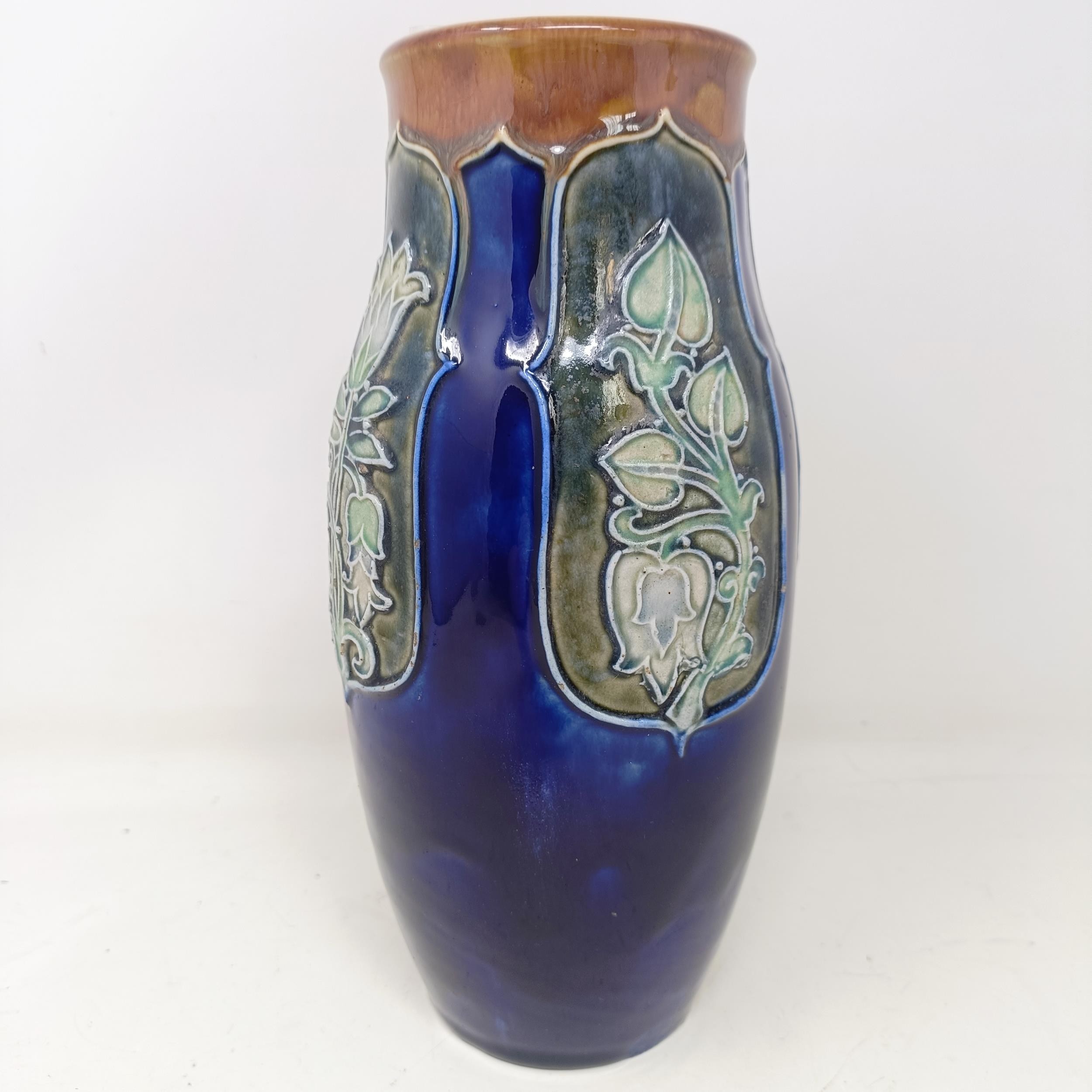 A Royal Doulton vase, by Annie Neal and Eliza Stock, decorated flowers, 25 cm high Notable - Image 3 of 5