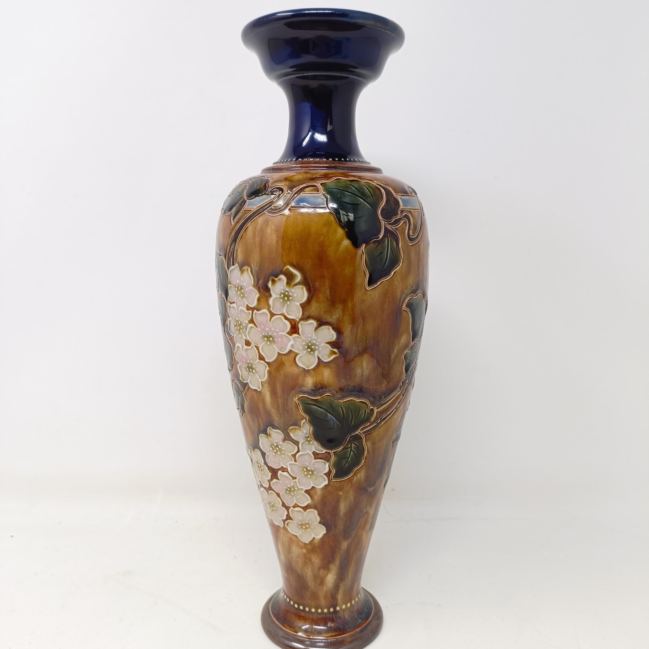 A Royal Doulton vase, by Joan Honey, decorated flowers, 33 cm high No chips, cracks or restoration - Image 3 of 10