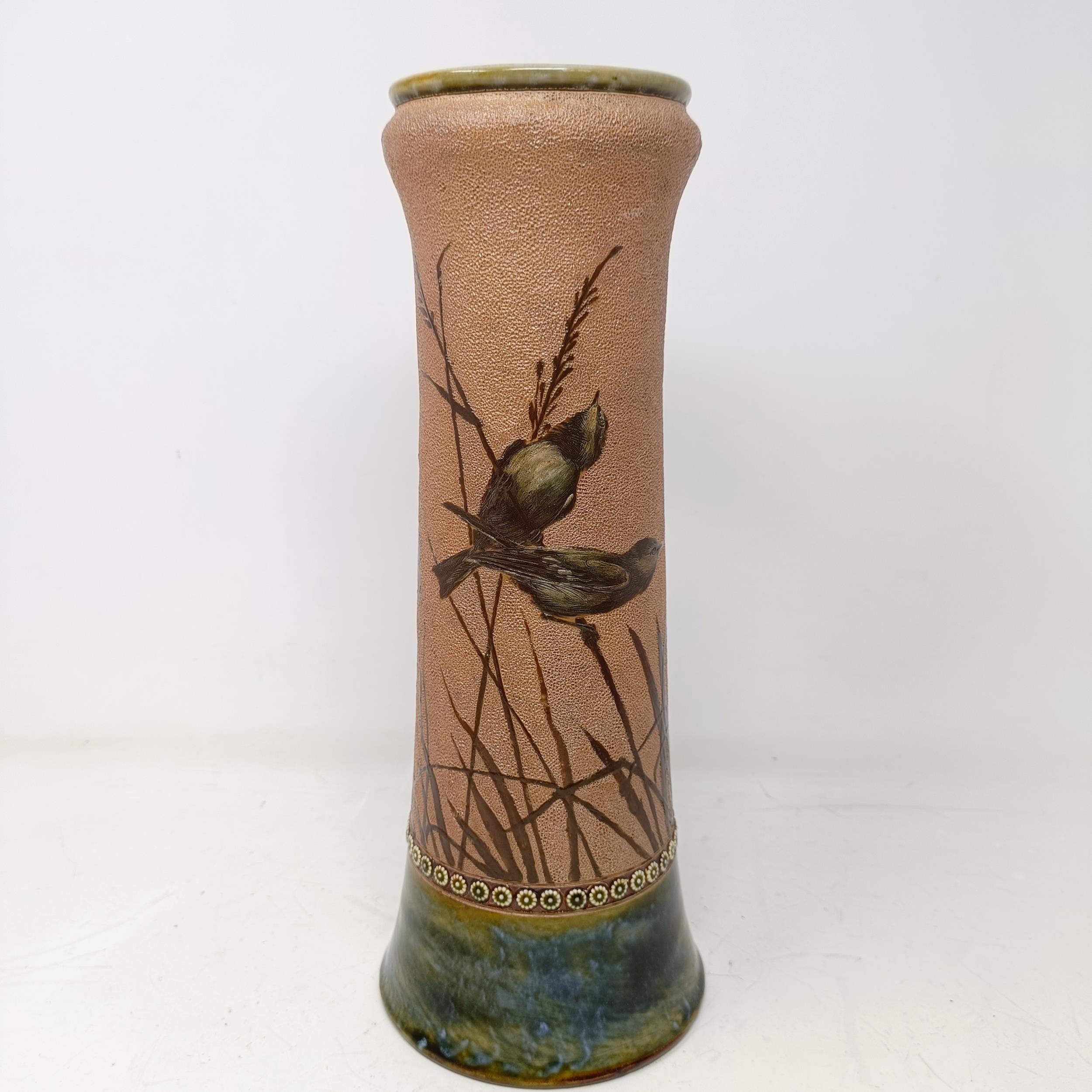 A Royal Doulton vase, by Florence Barlow, decorated birds, 33 cm high No chips, cracks or - Image 4 of 6