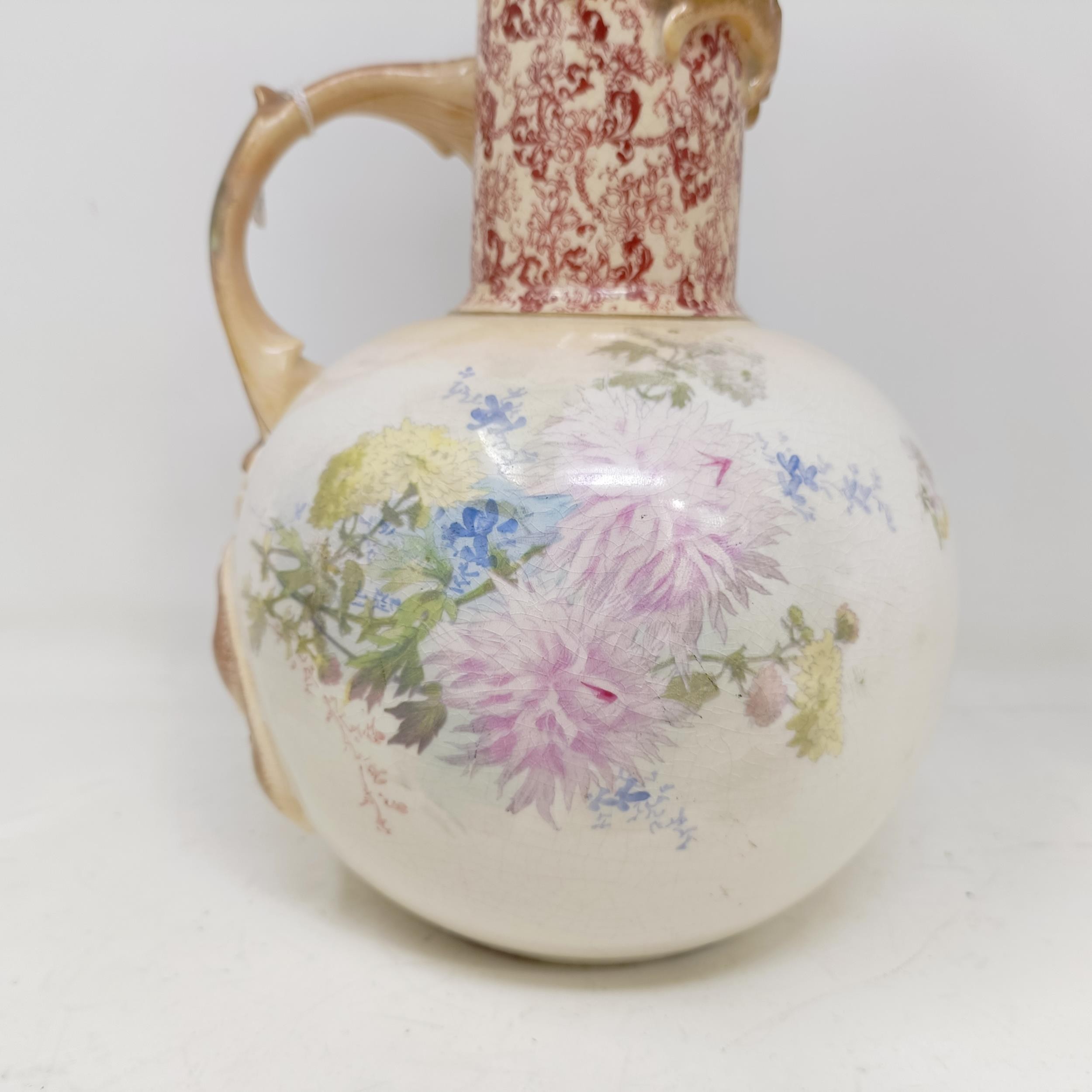 A Doulton Burslem ewer, decorated flowers, 34 cm high, a vase, 28 cm high, a twin handled vase, 18 - Image 21 of 22