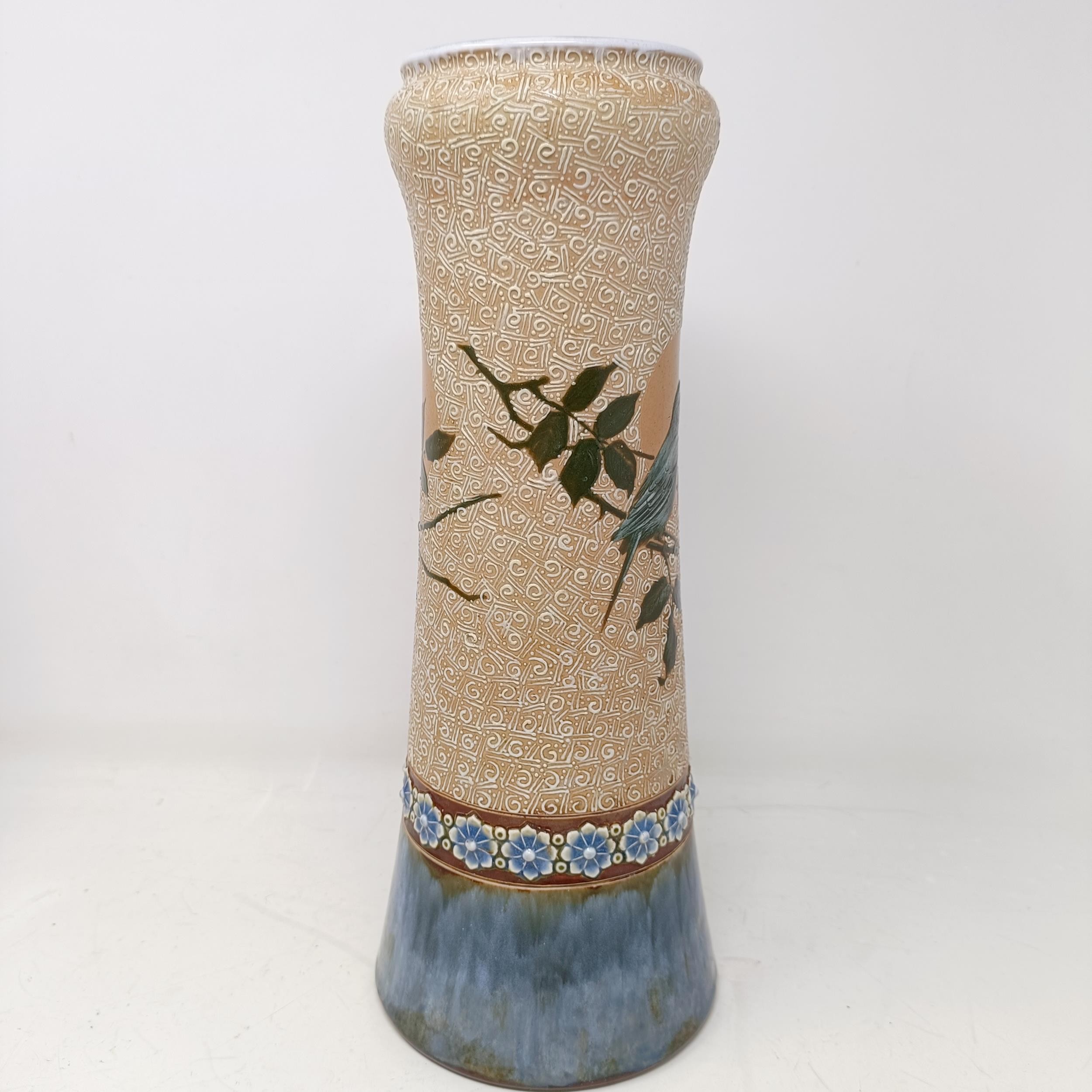 A Royal Doulton vase, by Florence Barlow, decorated birds, 32 cm high No chips, cracks or - Image 4 of 6